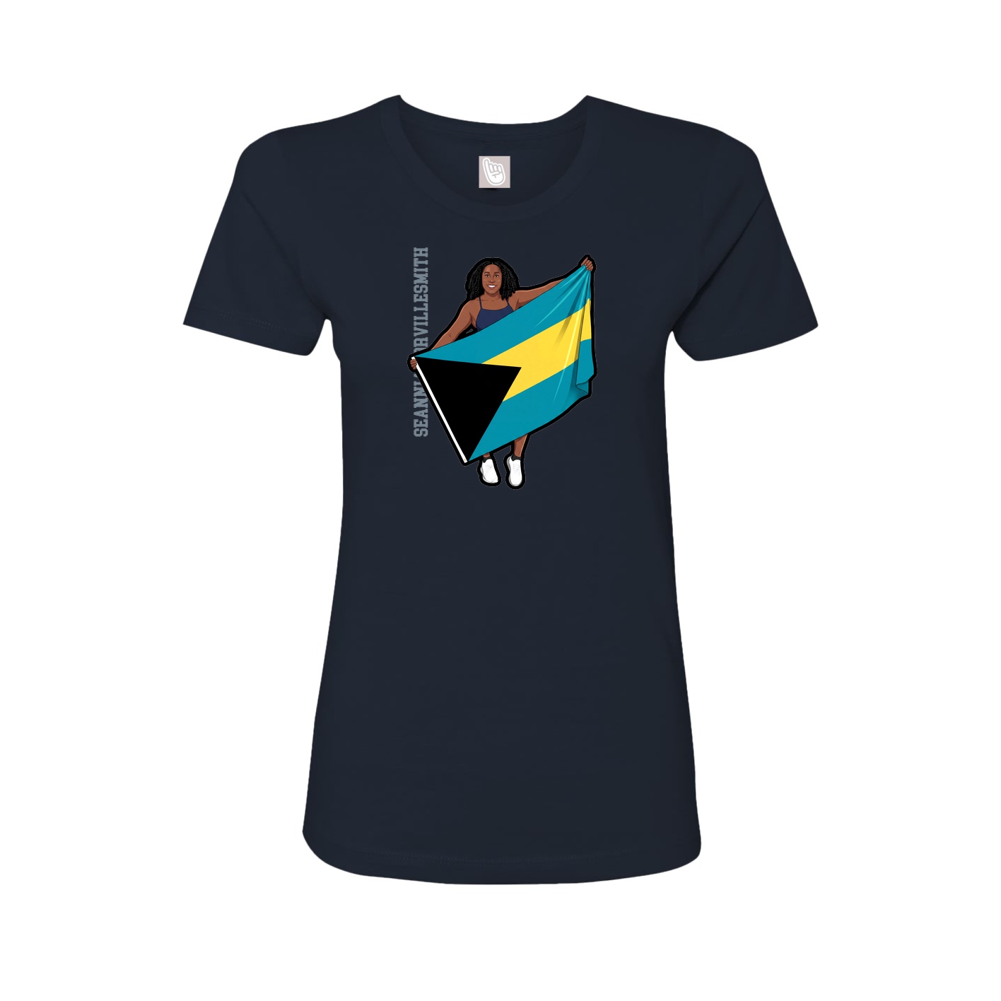 Fitted Women's Tee — Name Vertical in Navy