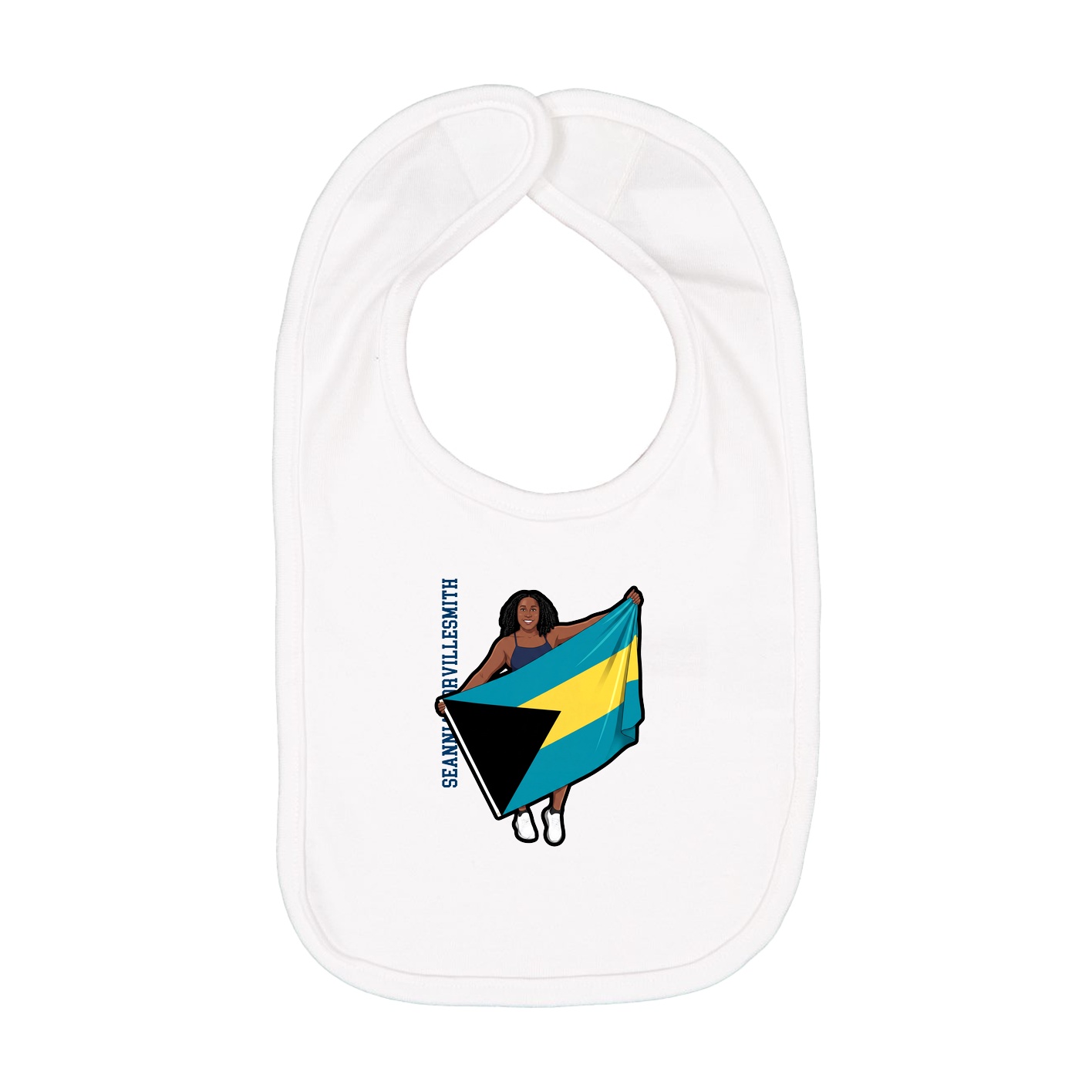 Infant Bib — Name Vertical in White
