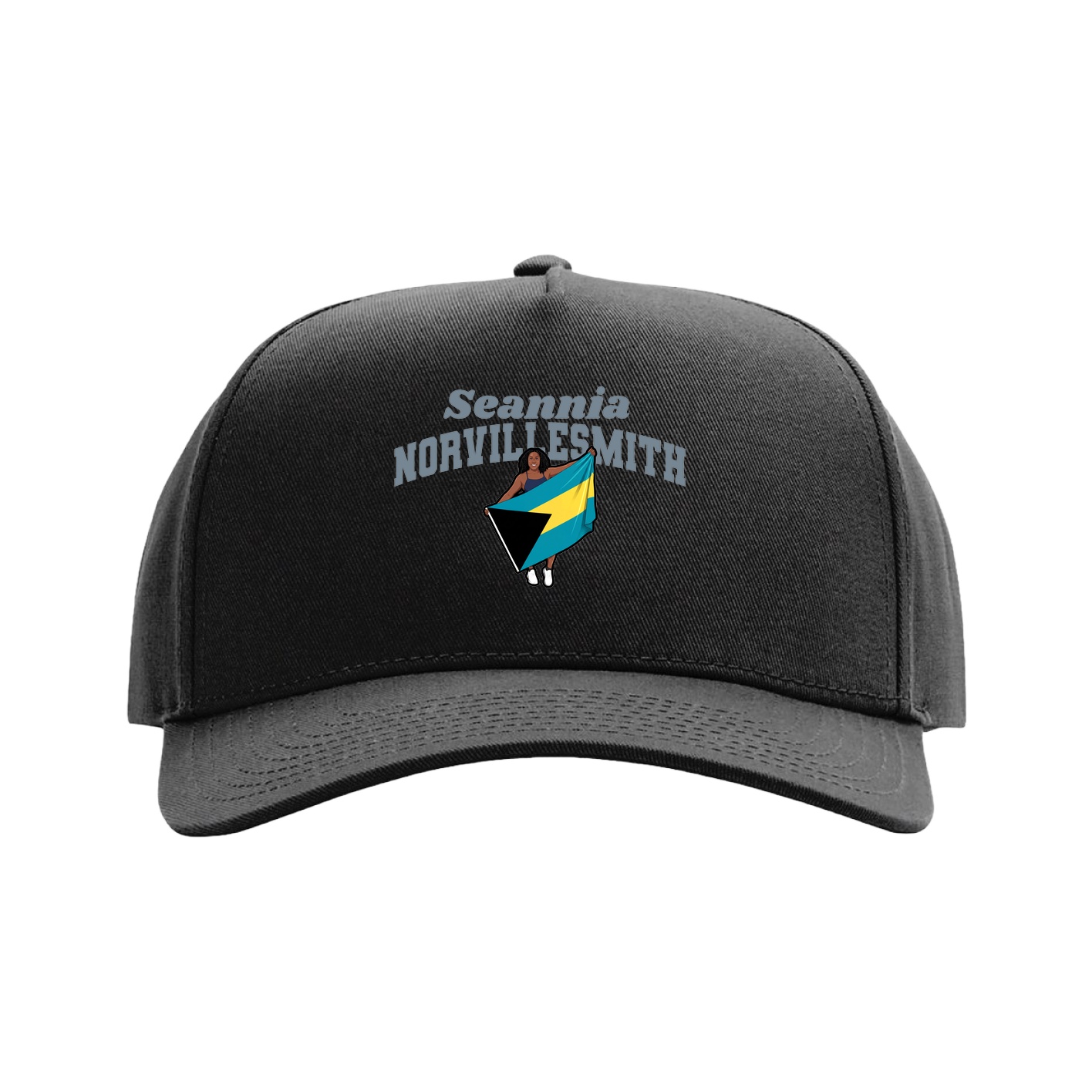 Full Fabric Five-Panel Champ Cap — Signature Arch in Black