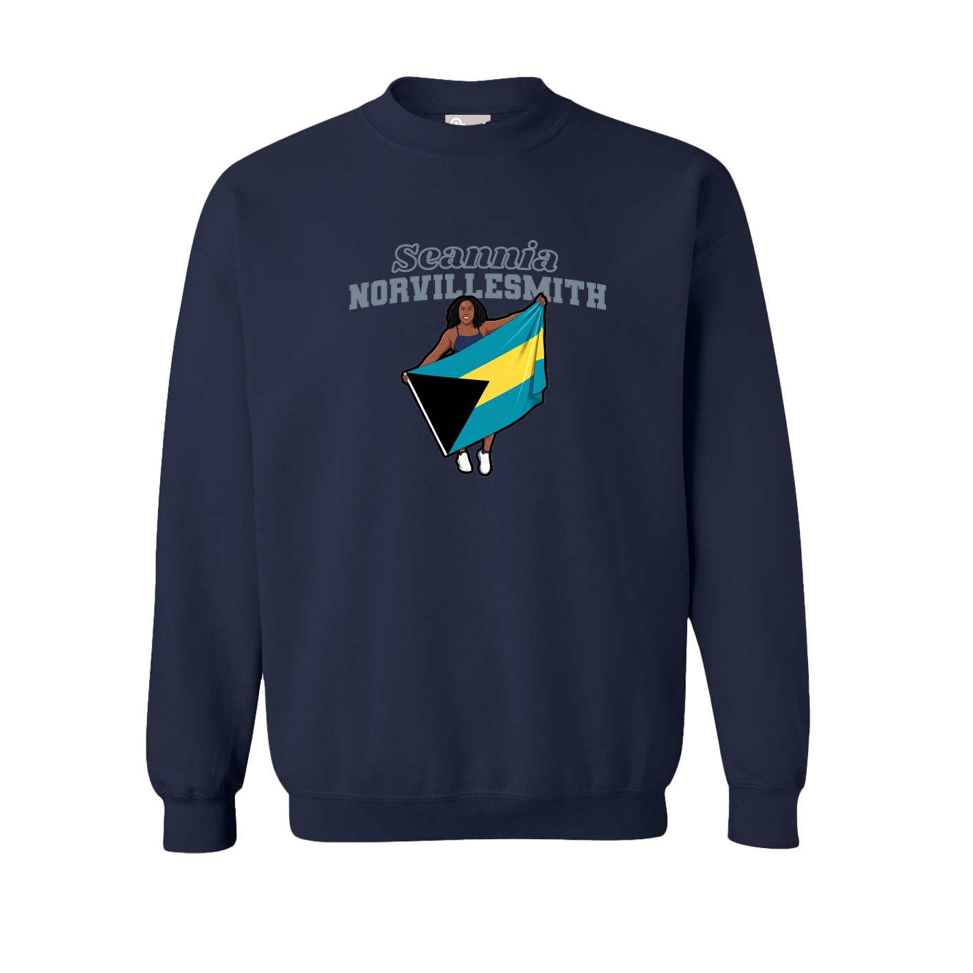 Fleece Crew — Name Arch in Navy