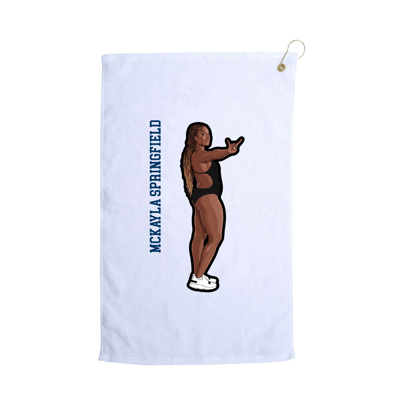 Golf Towel — Name Vertical in White
