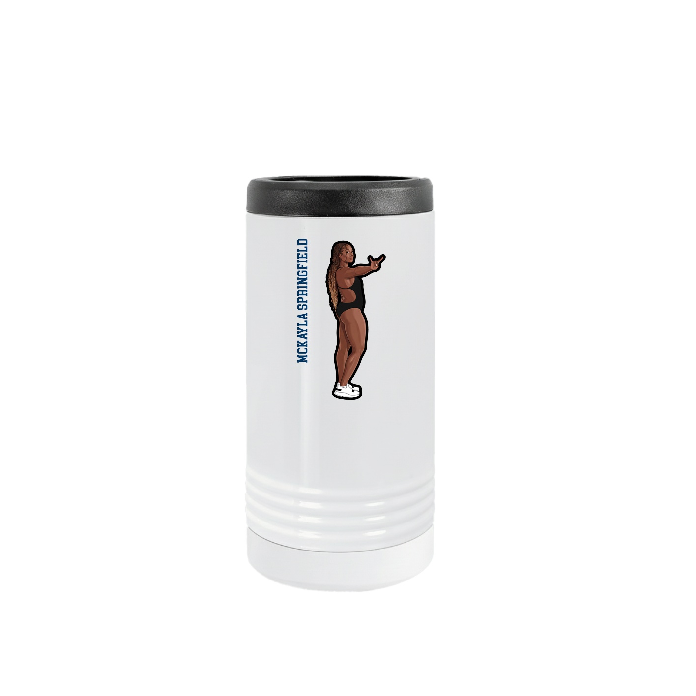 Slim Beverage Holder — Name Vertical in White