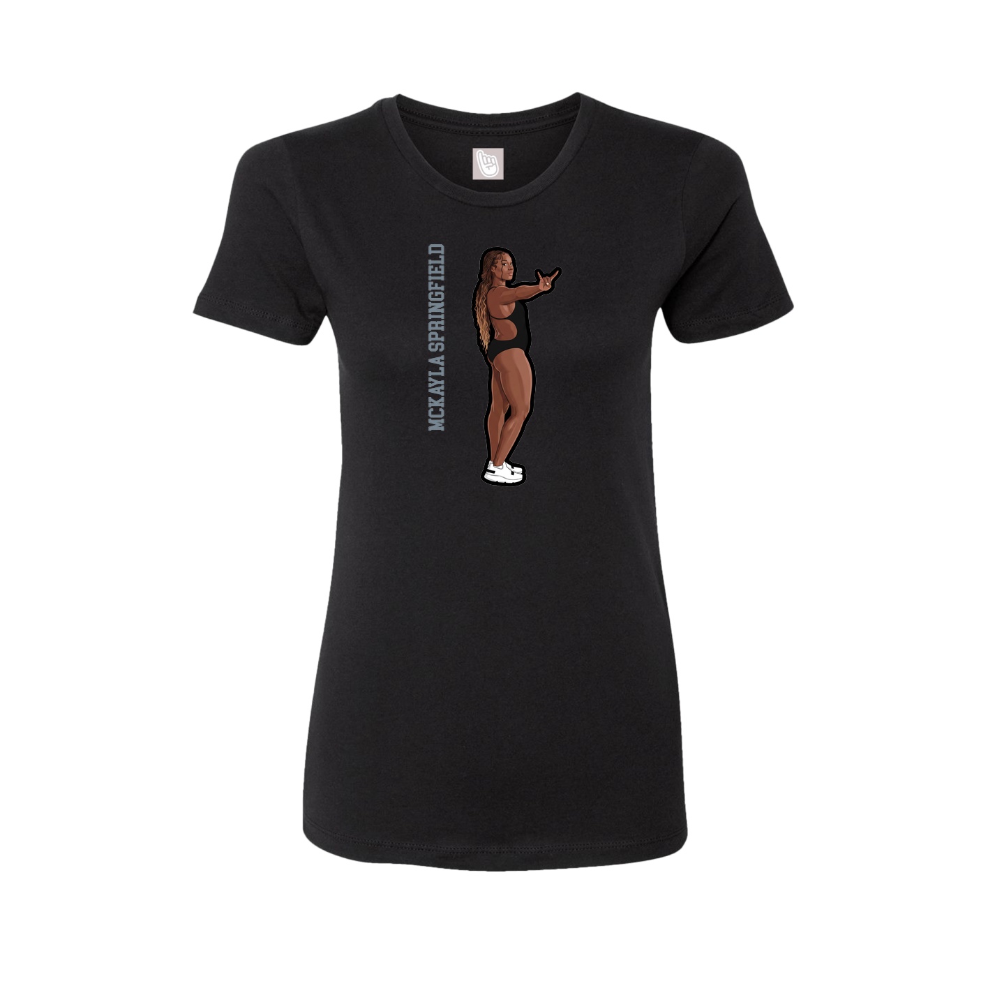 Fitted Women's Tee — Name Vertical in Black