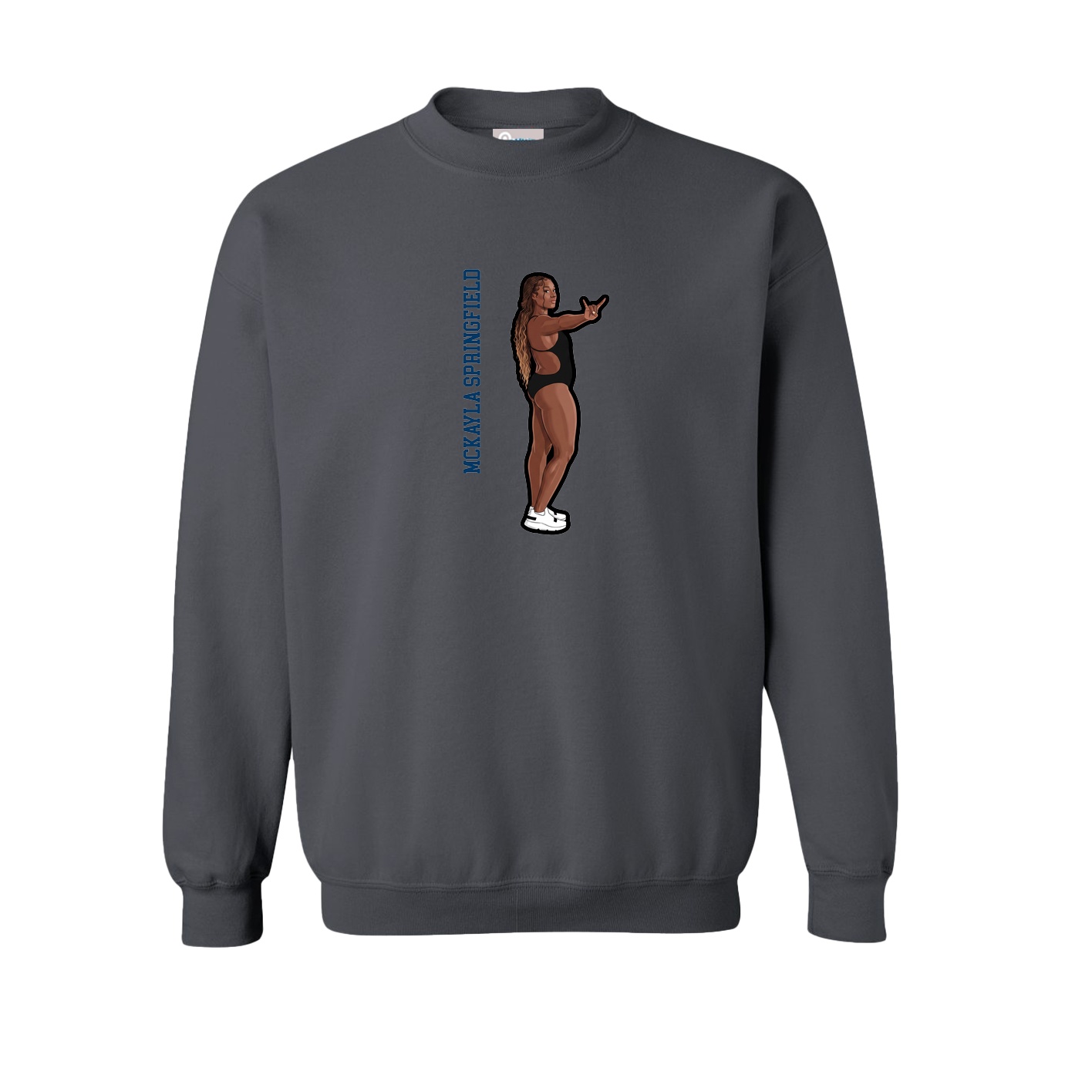 Fleece Crew — Name Vertical in Grey