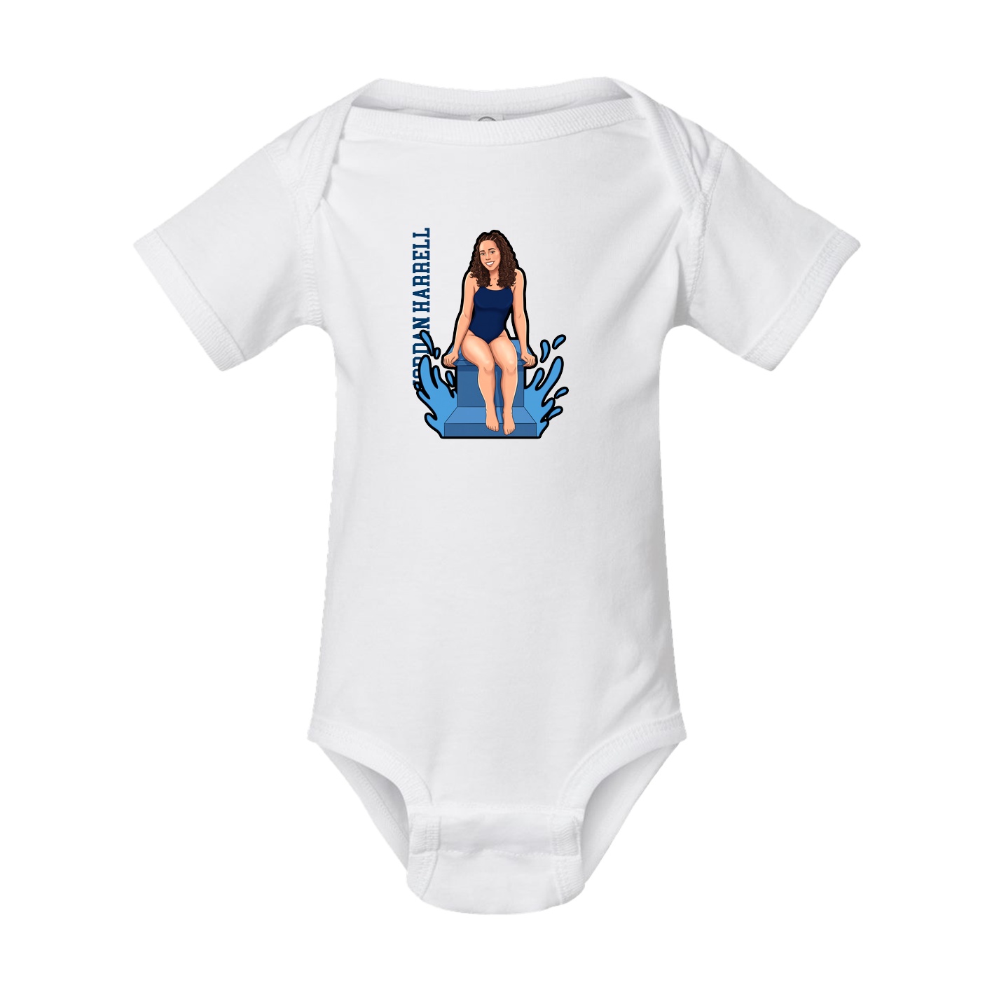 Baby Onesie — Name Vertical in White