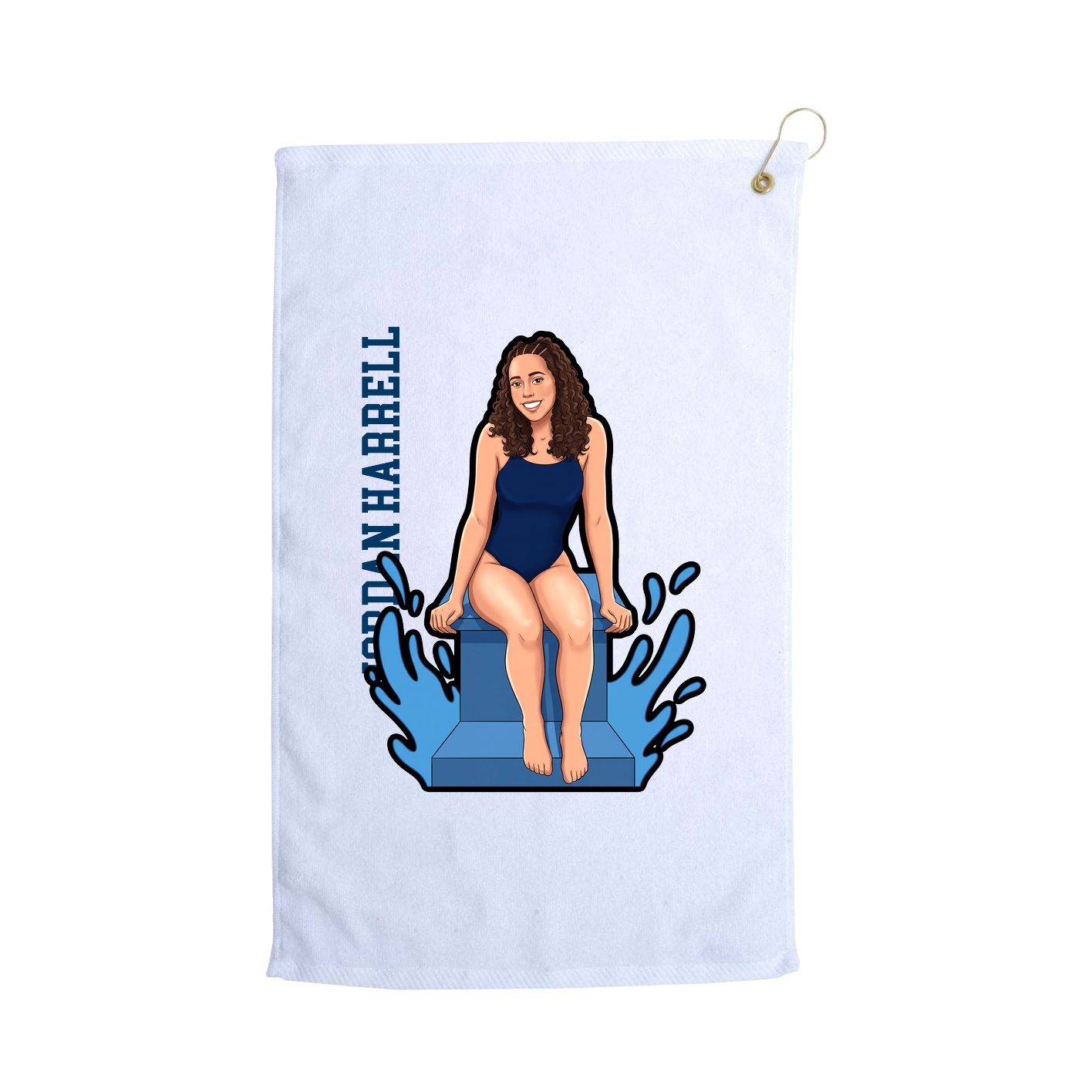 Golf Towel — Name Vertical in White