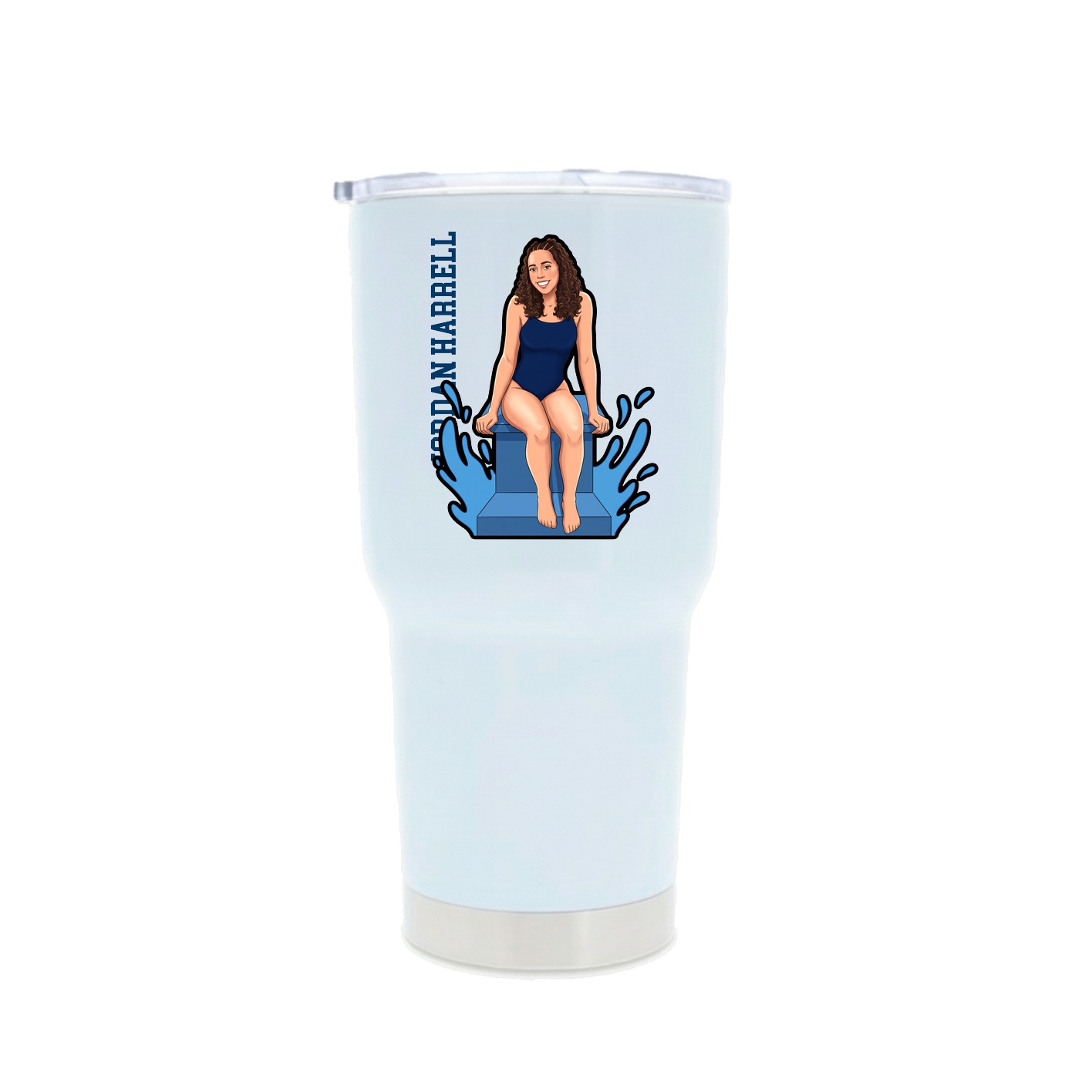 30oz Stainless Steel Tumbler — Name Vertical in White