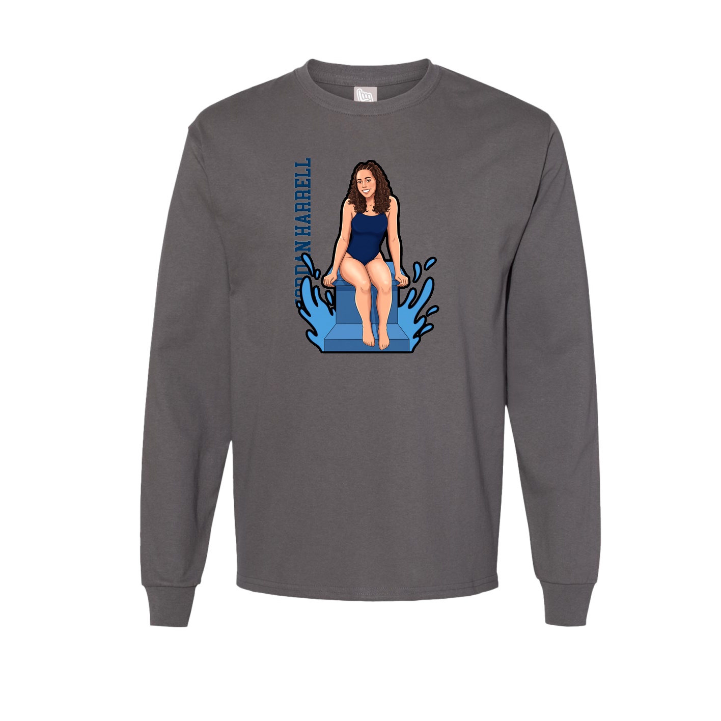 Long Sleeve Tee — Name Vertical in Grey