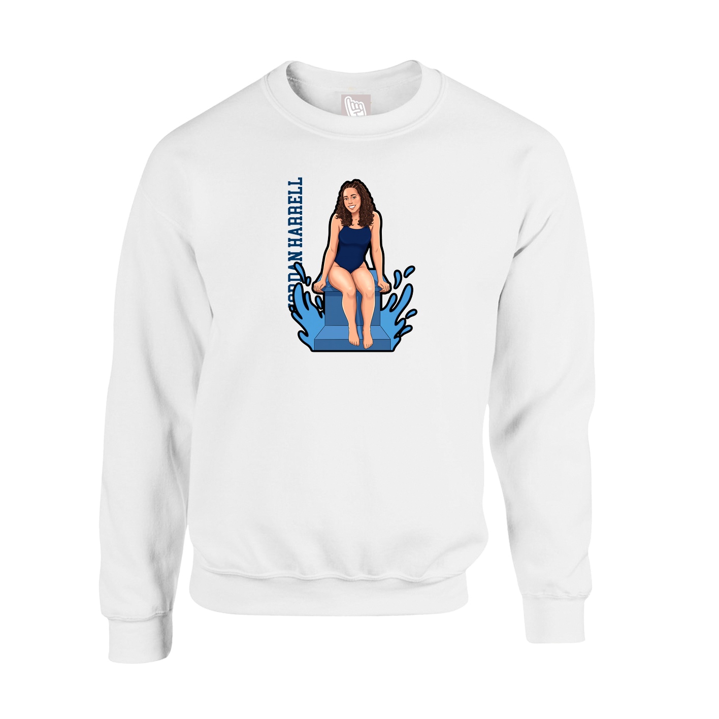 Fleece Crew — Name Vertical in White