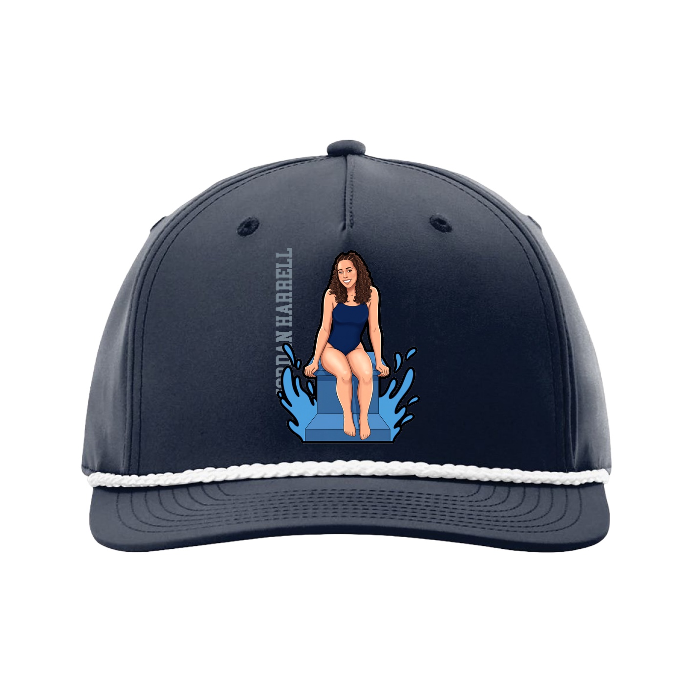 Five-Panel Classic Rope Cap — Name Vertical in Navy