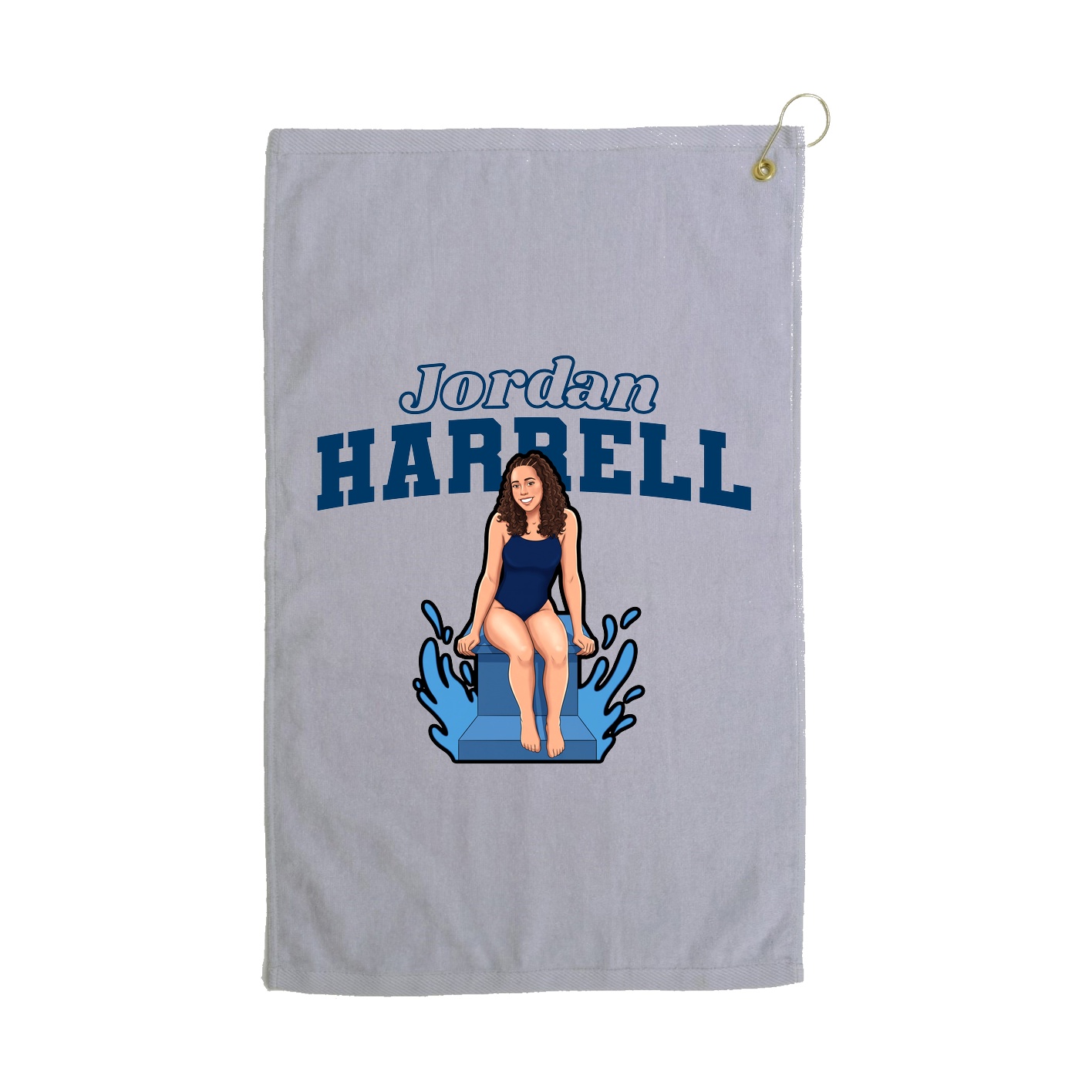 Golf Towel — Name Arch in Grey