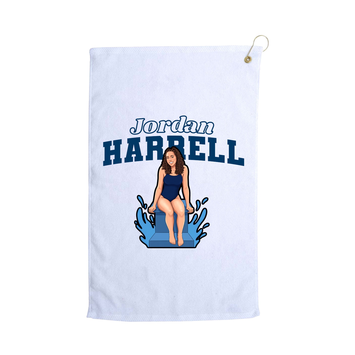 Golf Towel — Name Arch in White