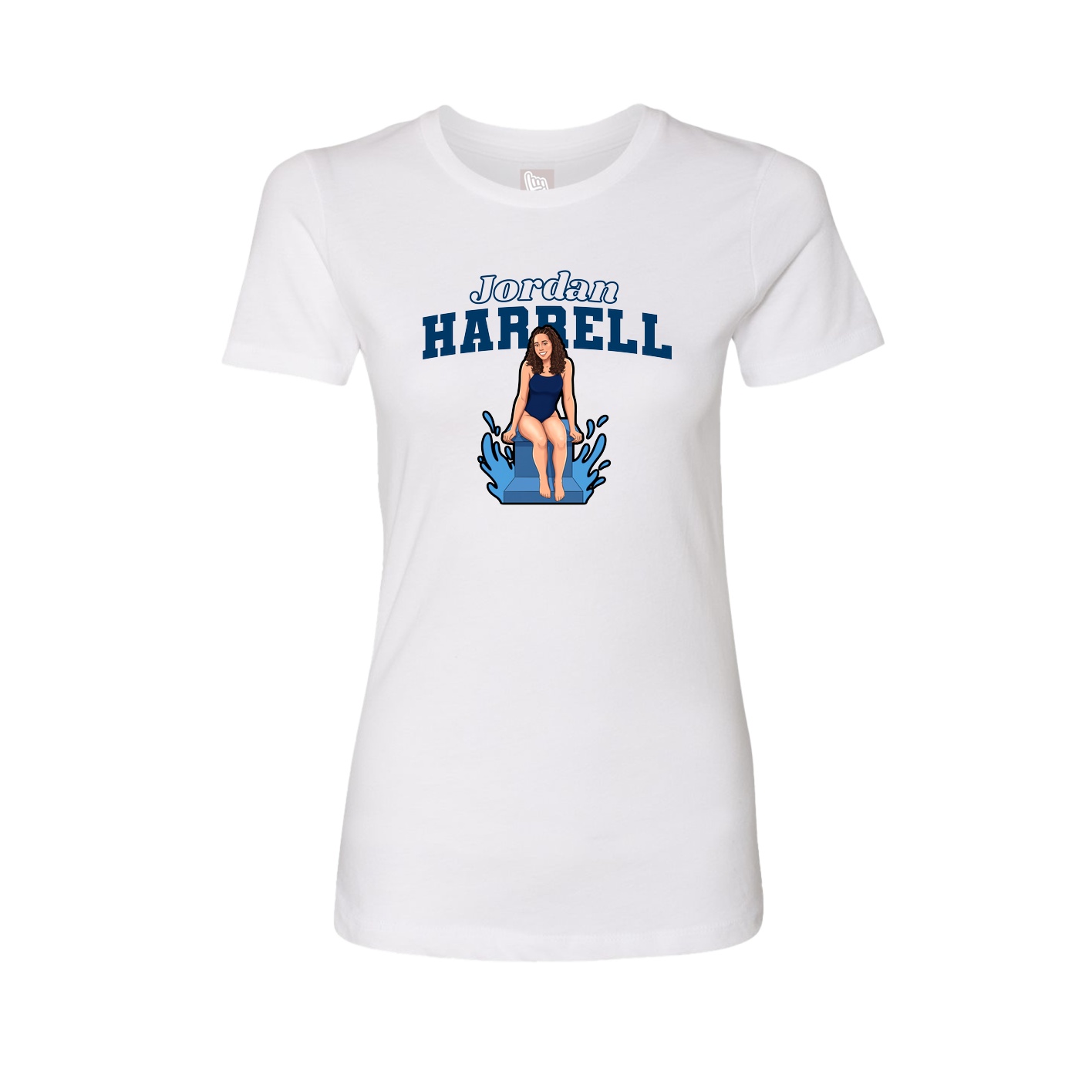 Fitted Women's Tee — Name Arch in White