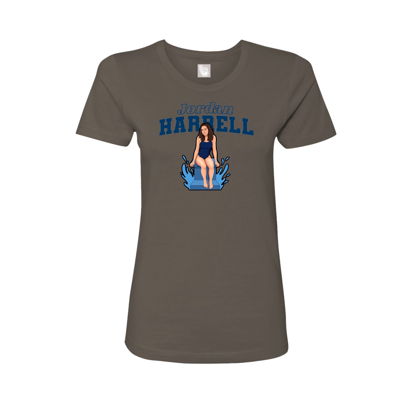 Fitted Women's Tee — Name Arch in Grey