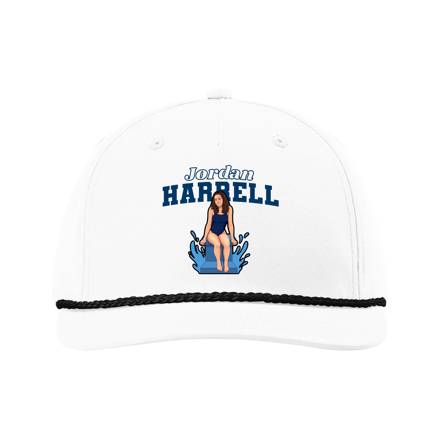 Five-Panel Classic Rope Cap — Name Arch in White
