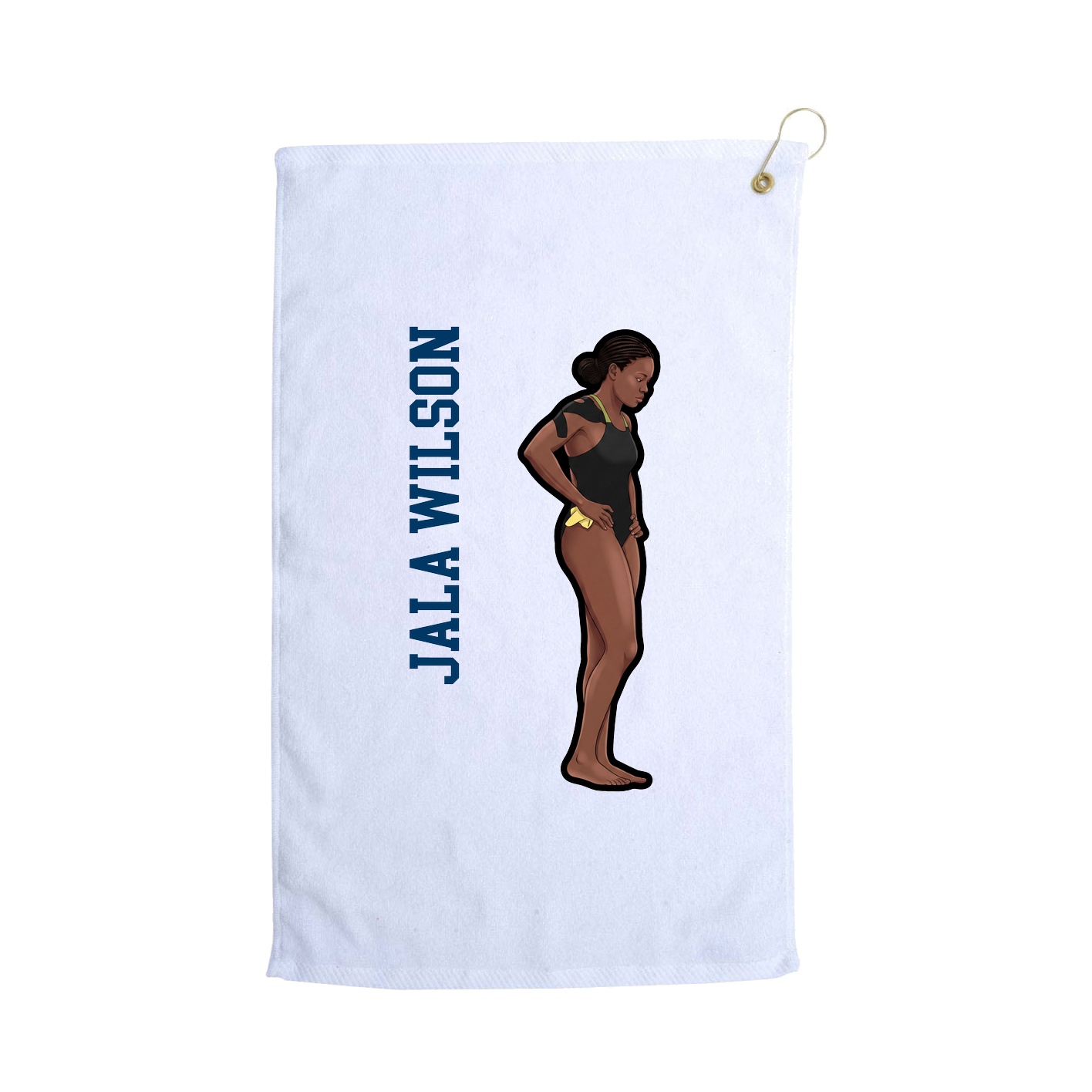 Golf Towel — Name Vertical in White