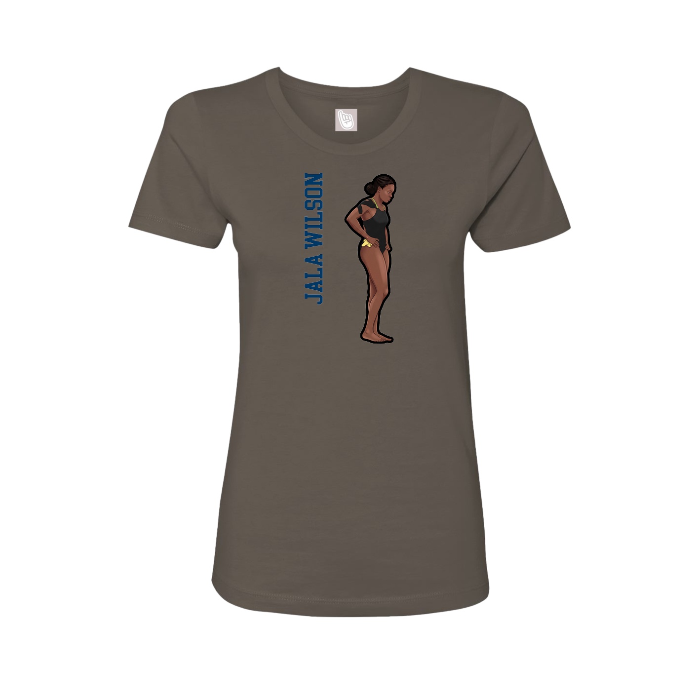 Fitted Women's Tee — Name Vertical in Grey