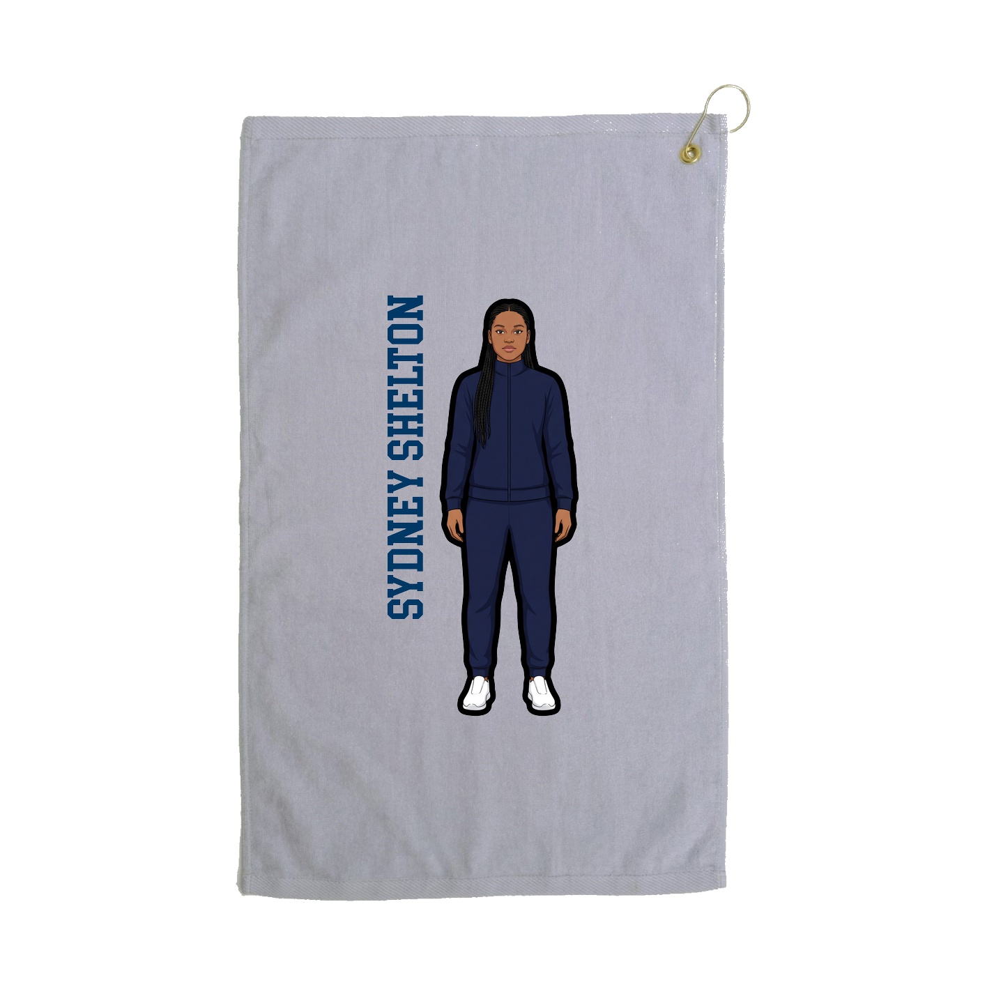 Golf Towel — Name Vertical in Grey