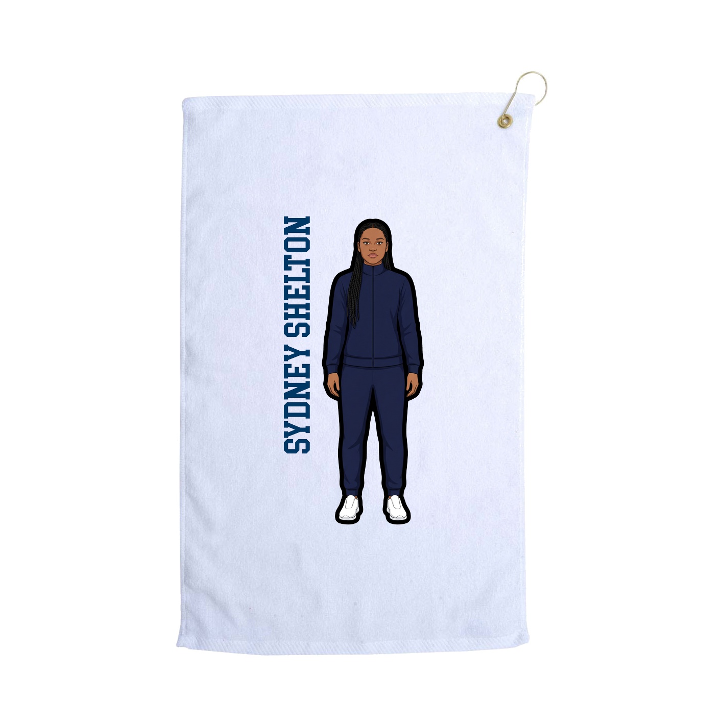 Golf Towel — Name Vertical in White