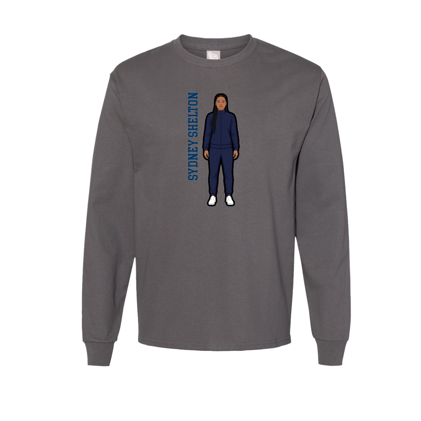 Long Sleeve Tee — Name Vertical in Grey