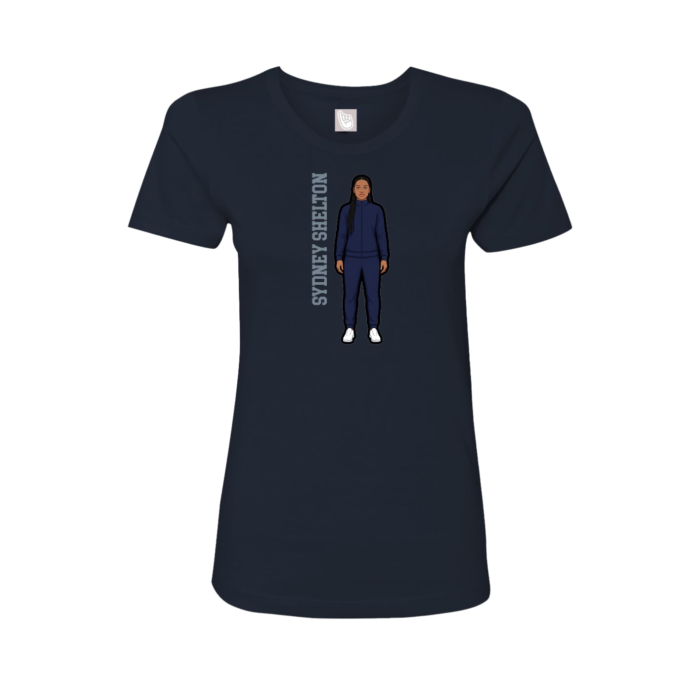 Fitted Women's Tee — Name Vertical in Navy