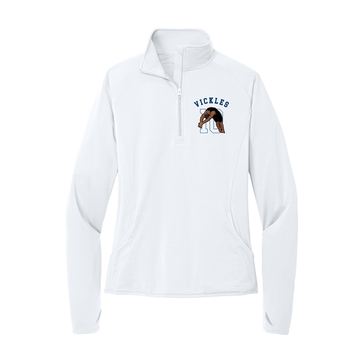 Women's Q-Zip Pullover — Shirsey Arch in White