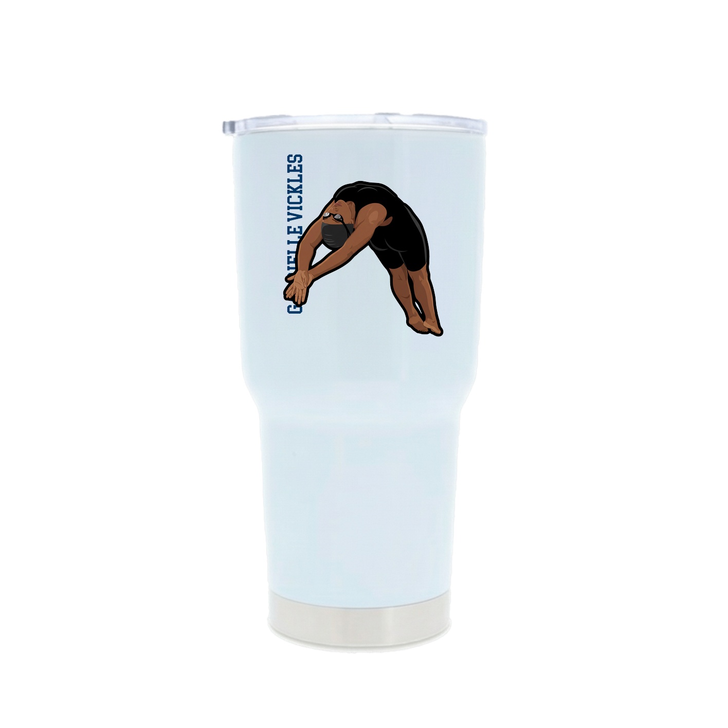 30oz Stainless Steel Tumbler — Name Vertical in White