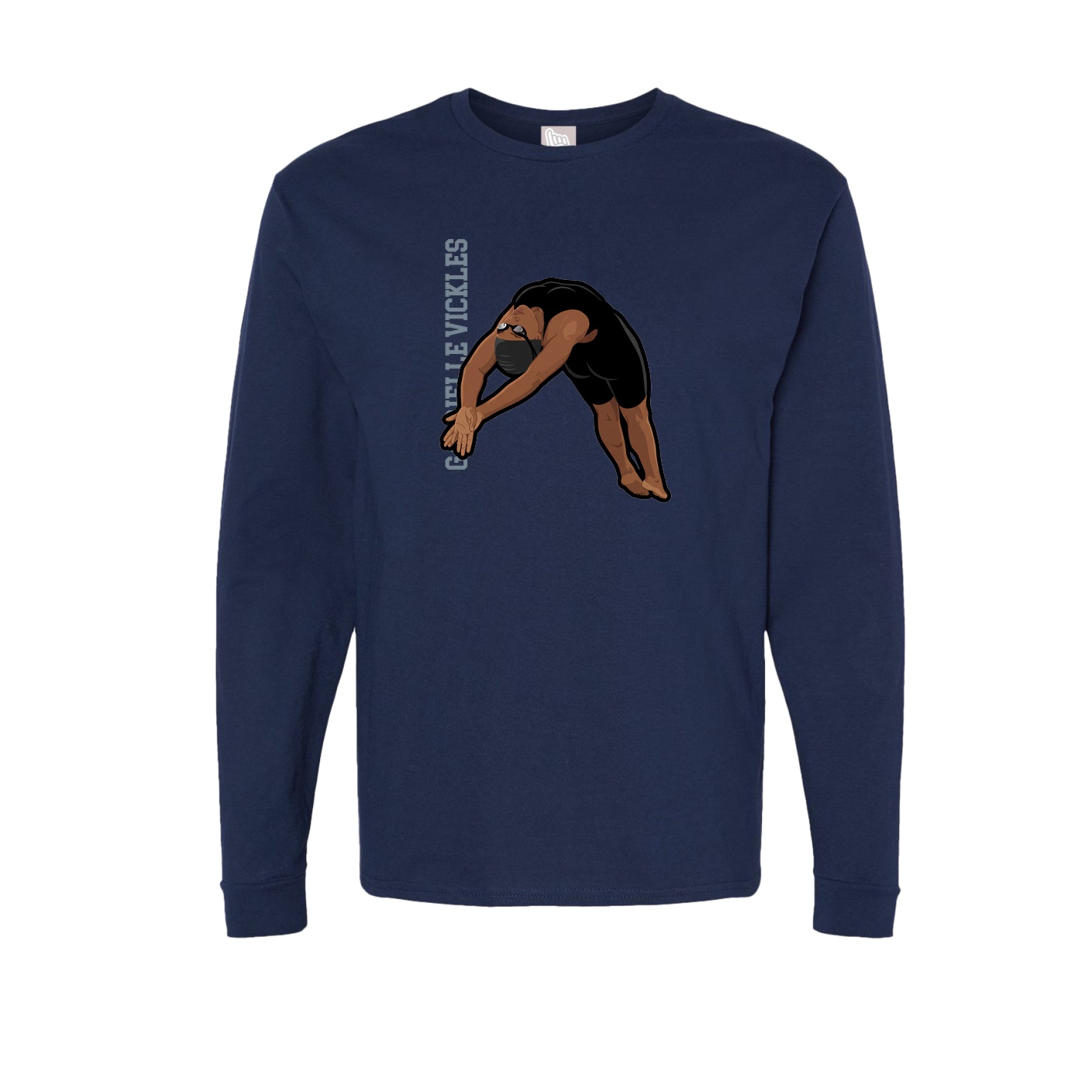 Long Sleeve Tee — Name Vertical in Navy