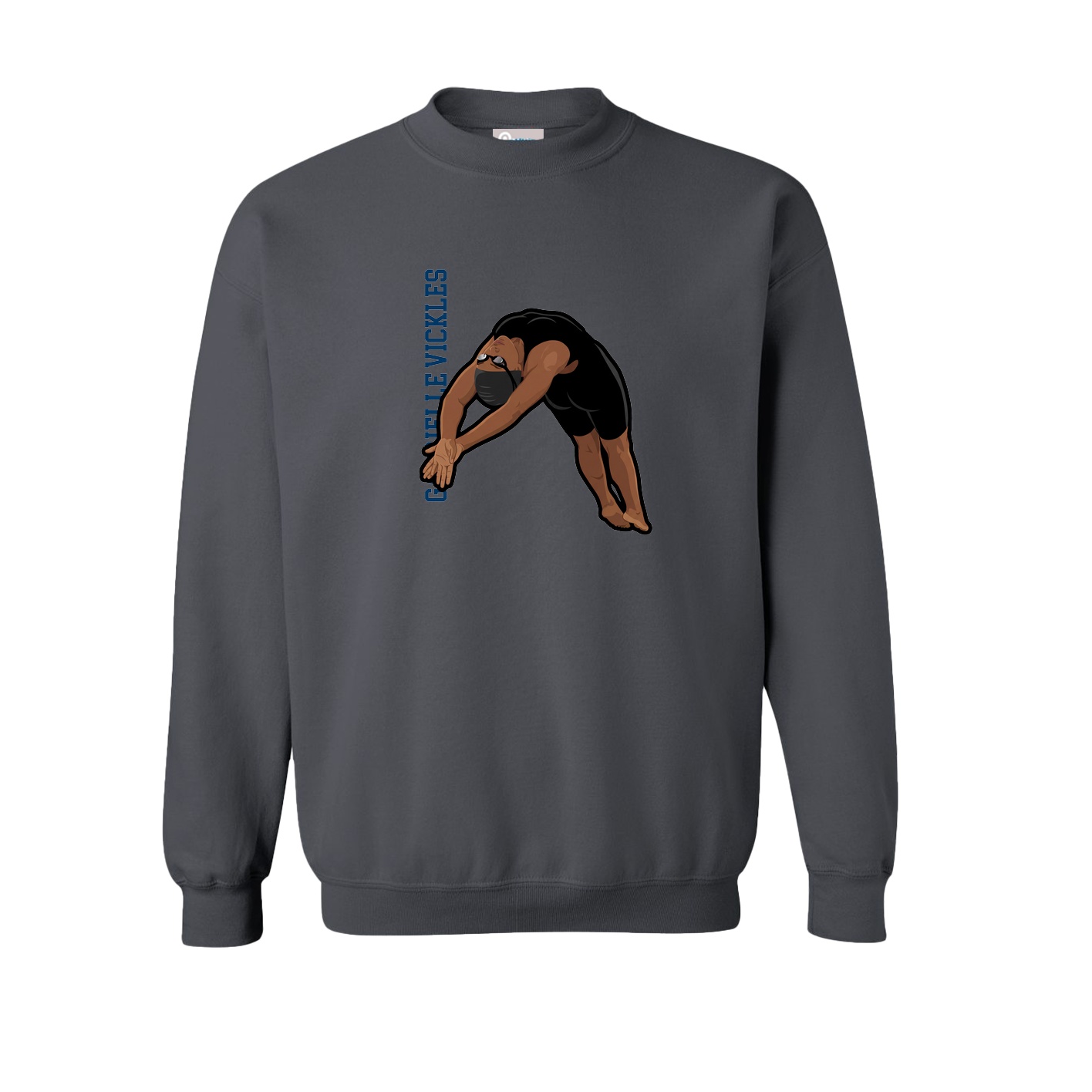 Fleece Crew — Name Vertical in Grey
