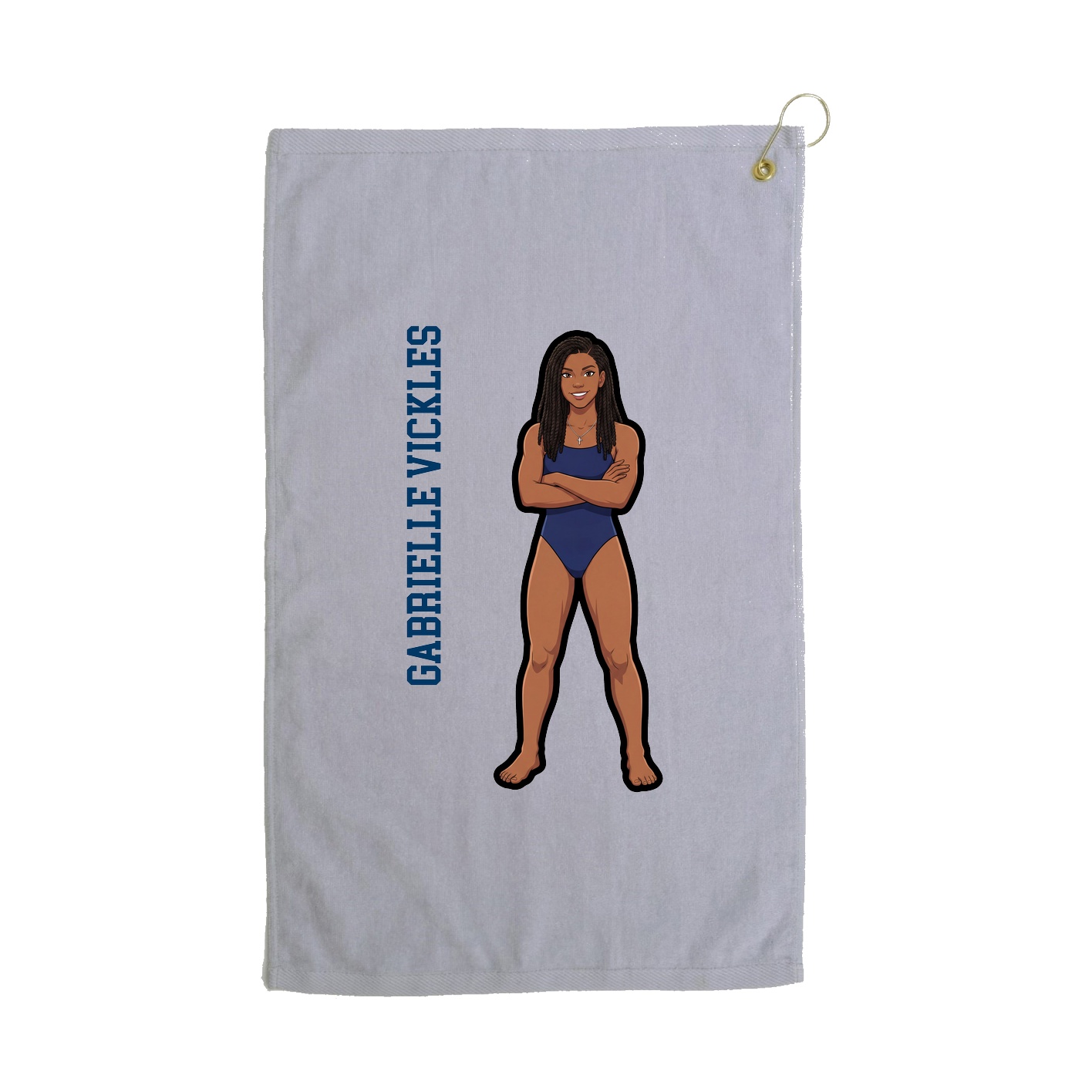 Golf Towel — Name Vertical in Grey