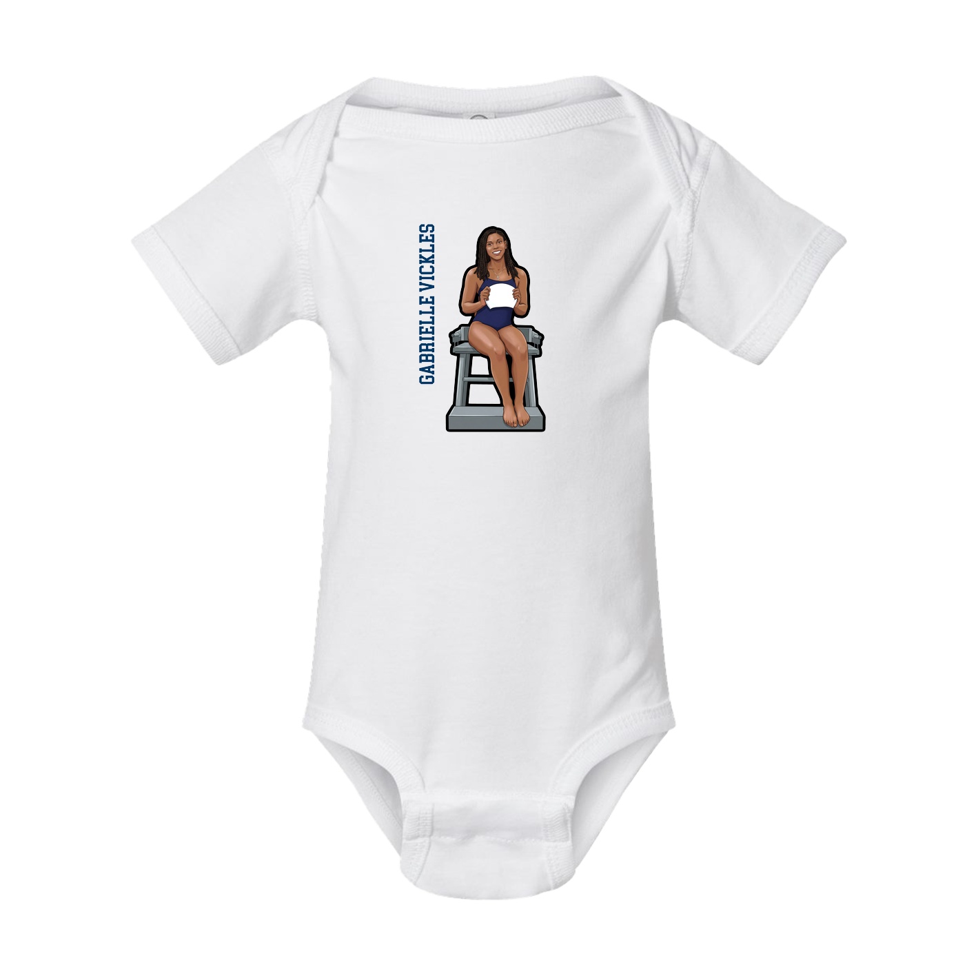 Baby Onesie — Name Vertical in White