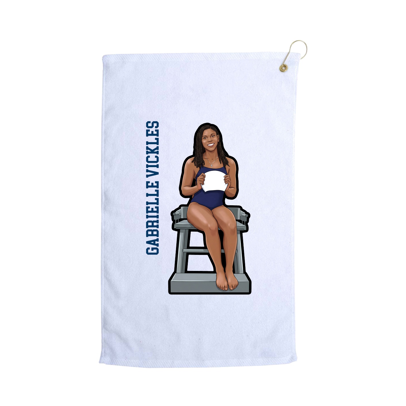 Golf Towel — Name Vertical in White