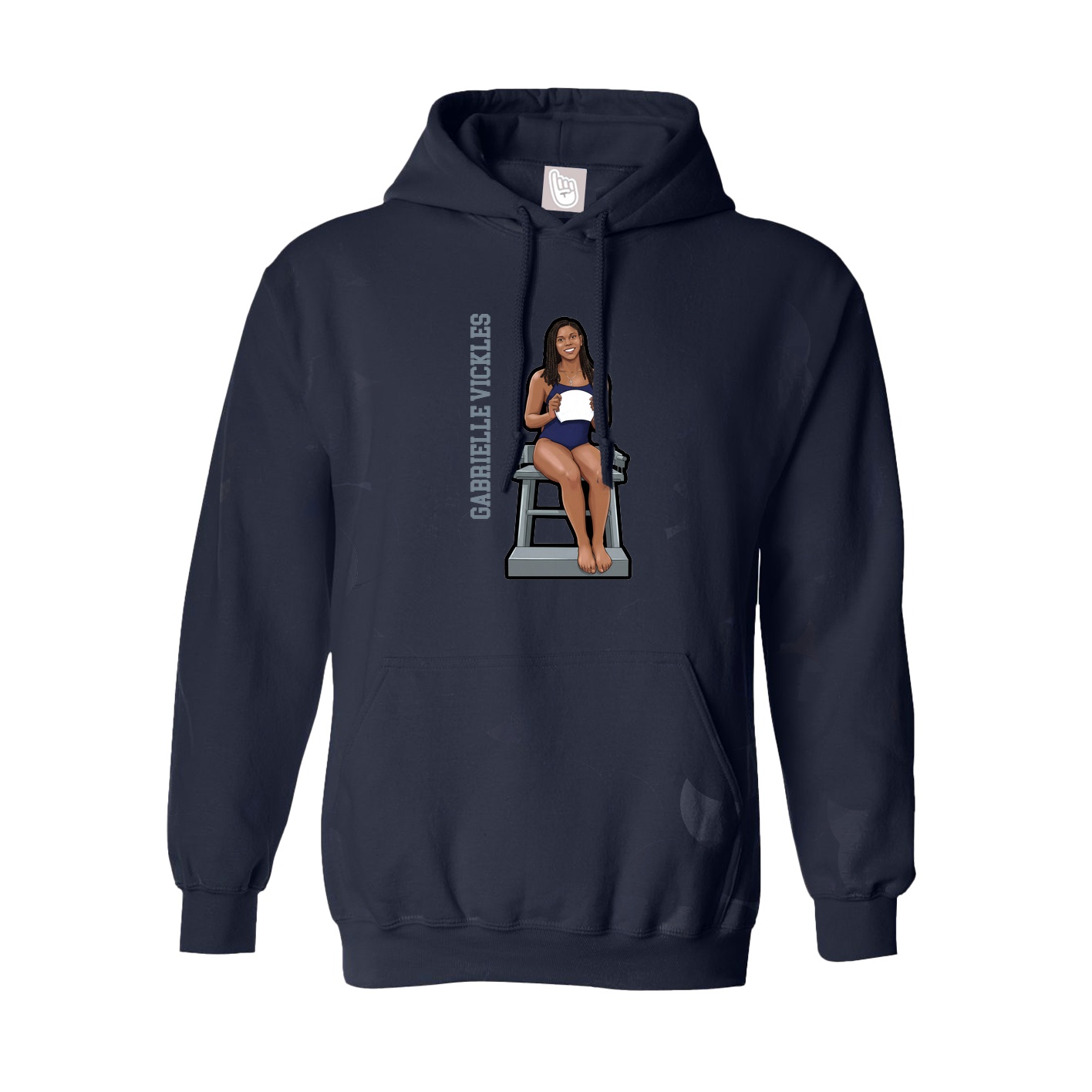 Hoodie — Name Vertical in Navy