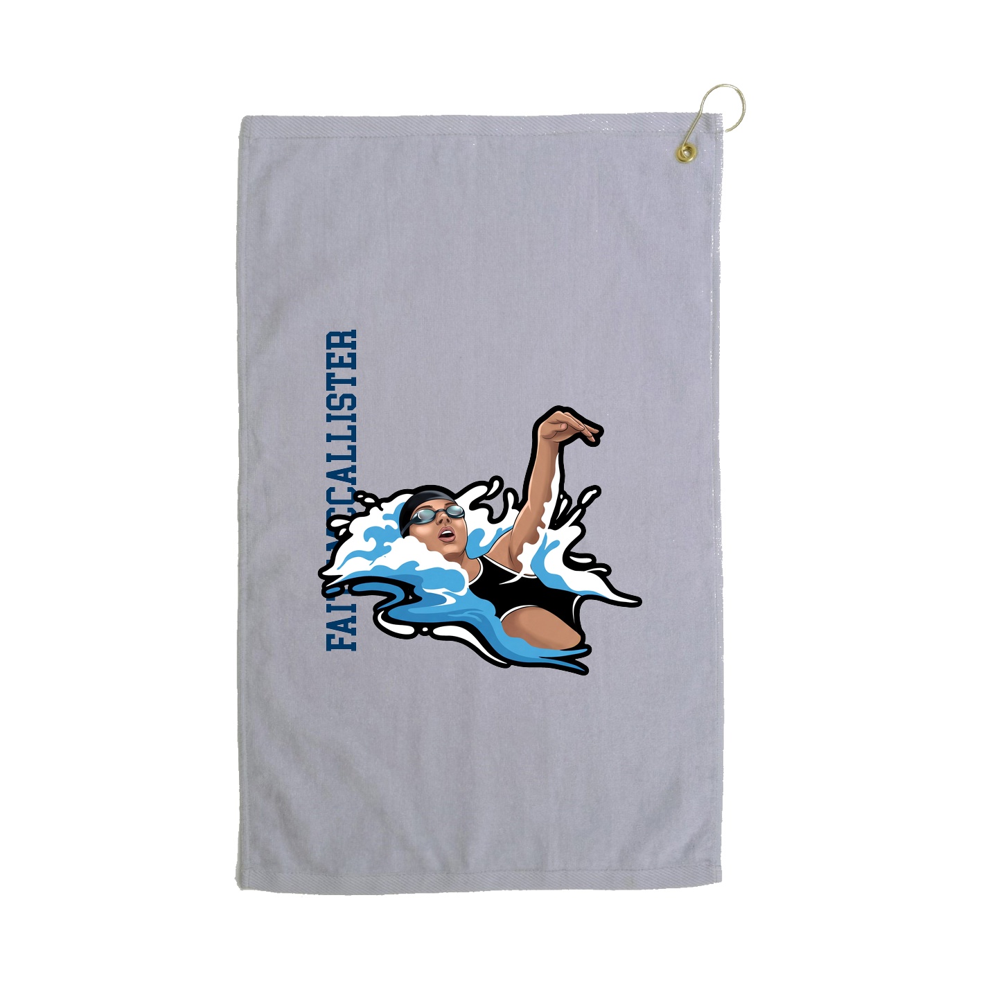 Golf Towel — Name Vertical in Grey