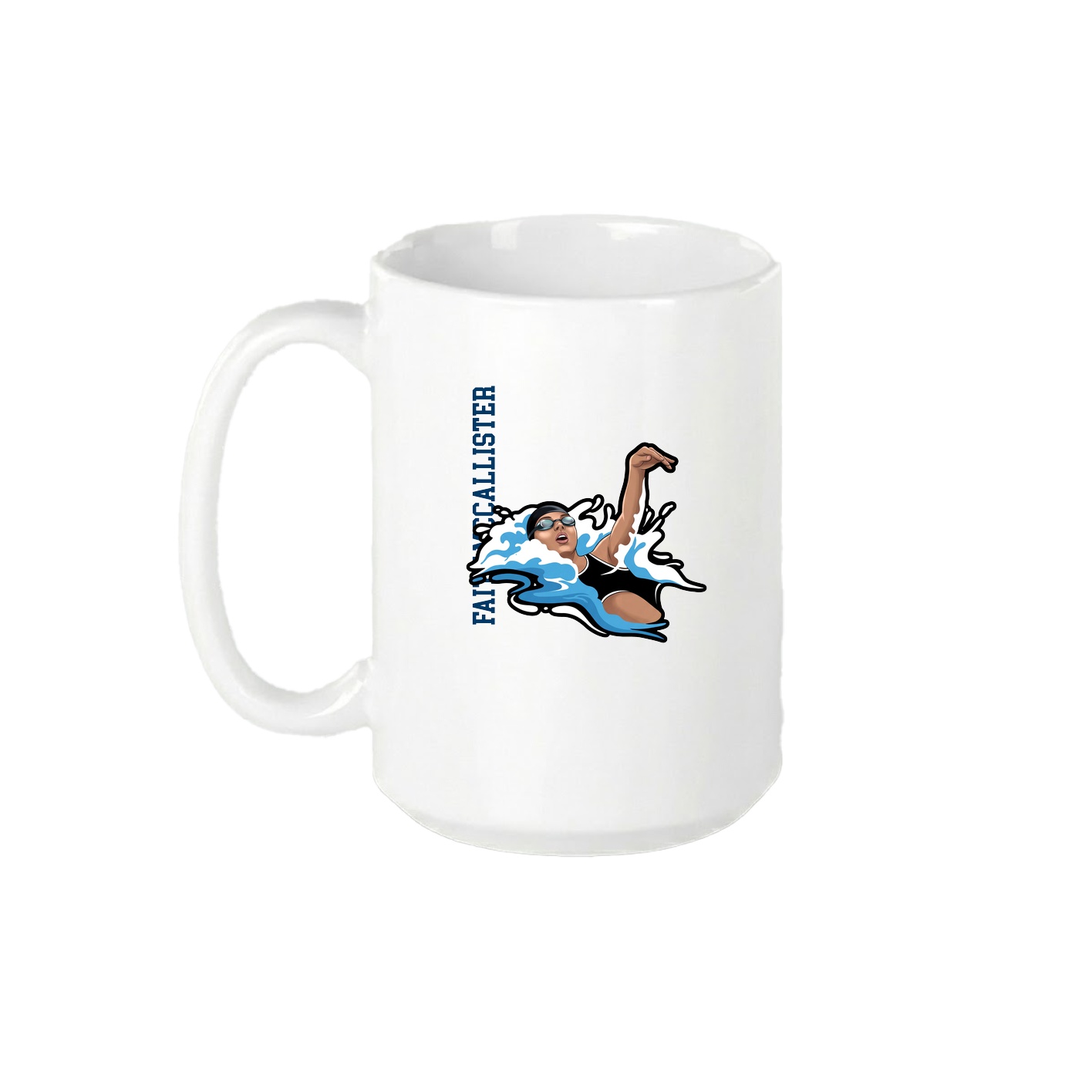 15oz Coffee Mug — Name Vertical in White