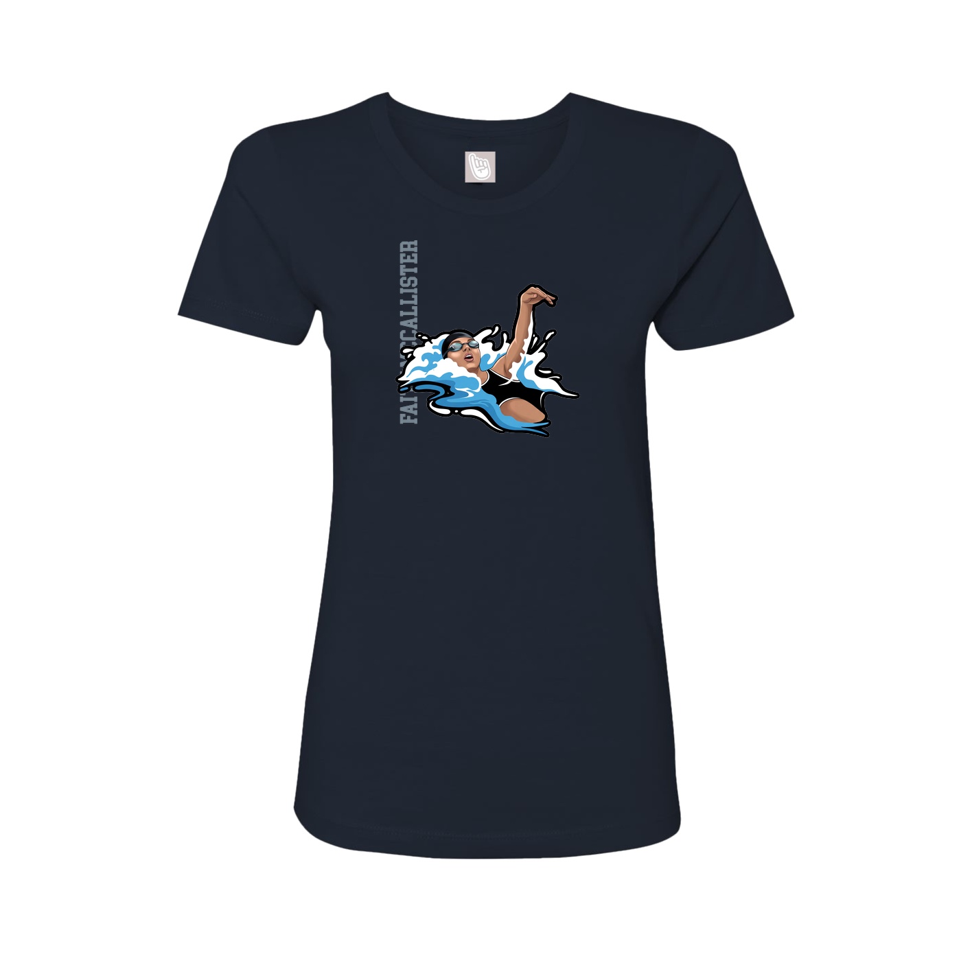 Fitted Women's Tee — Name Vertical in Navy