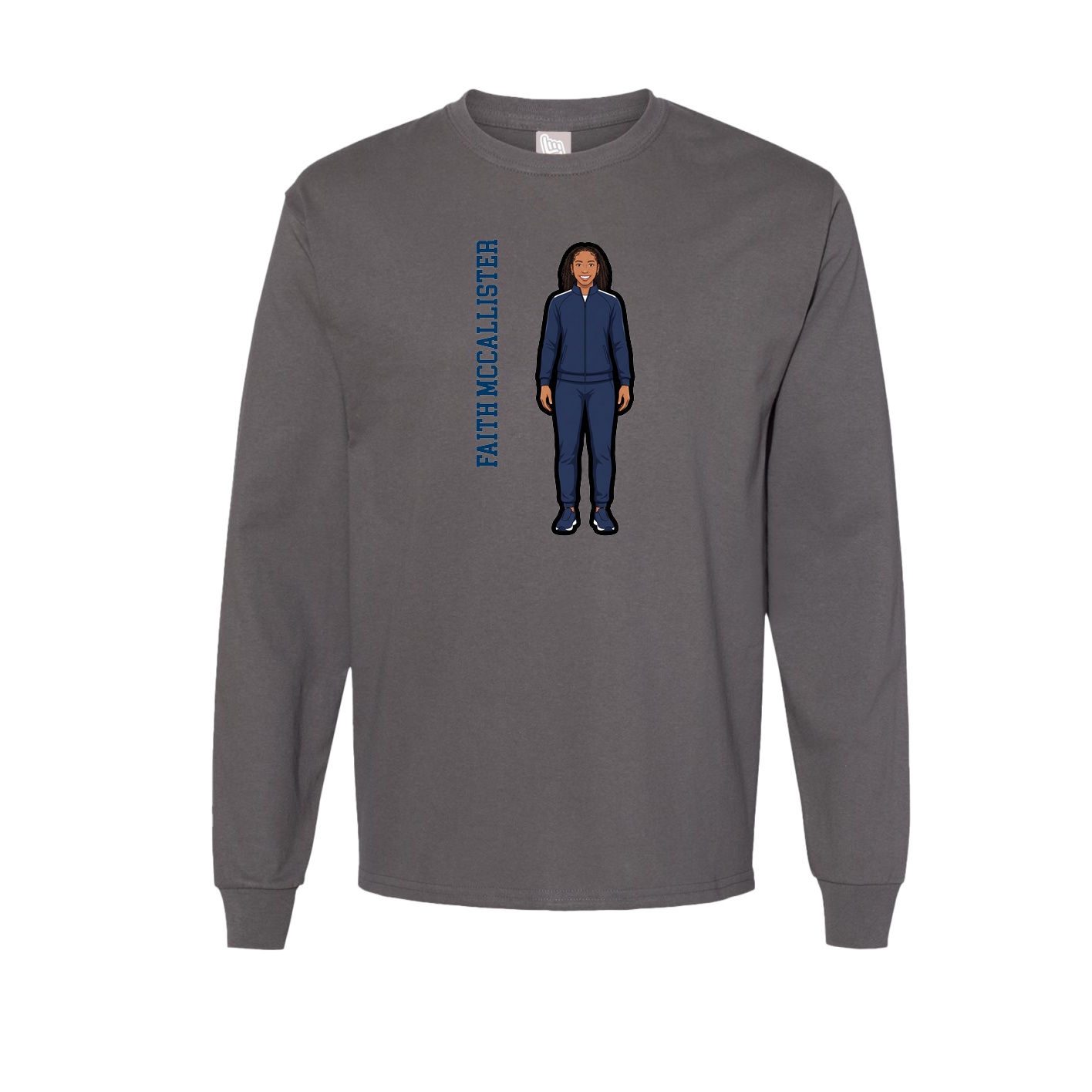 Long Sleeve Tee — Name Vertical in Grey