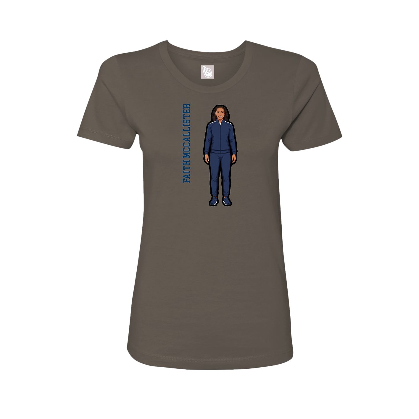 Fitted Women's Tee — Name Vertical in Grey