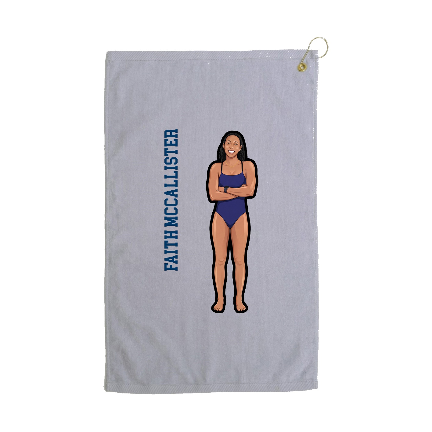 Golf Towel — Name Vertical in Grey