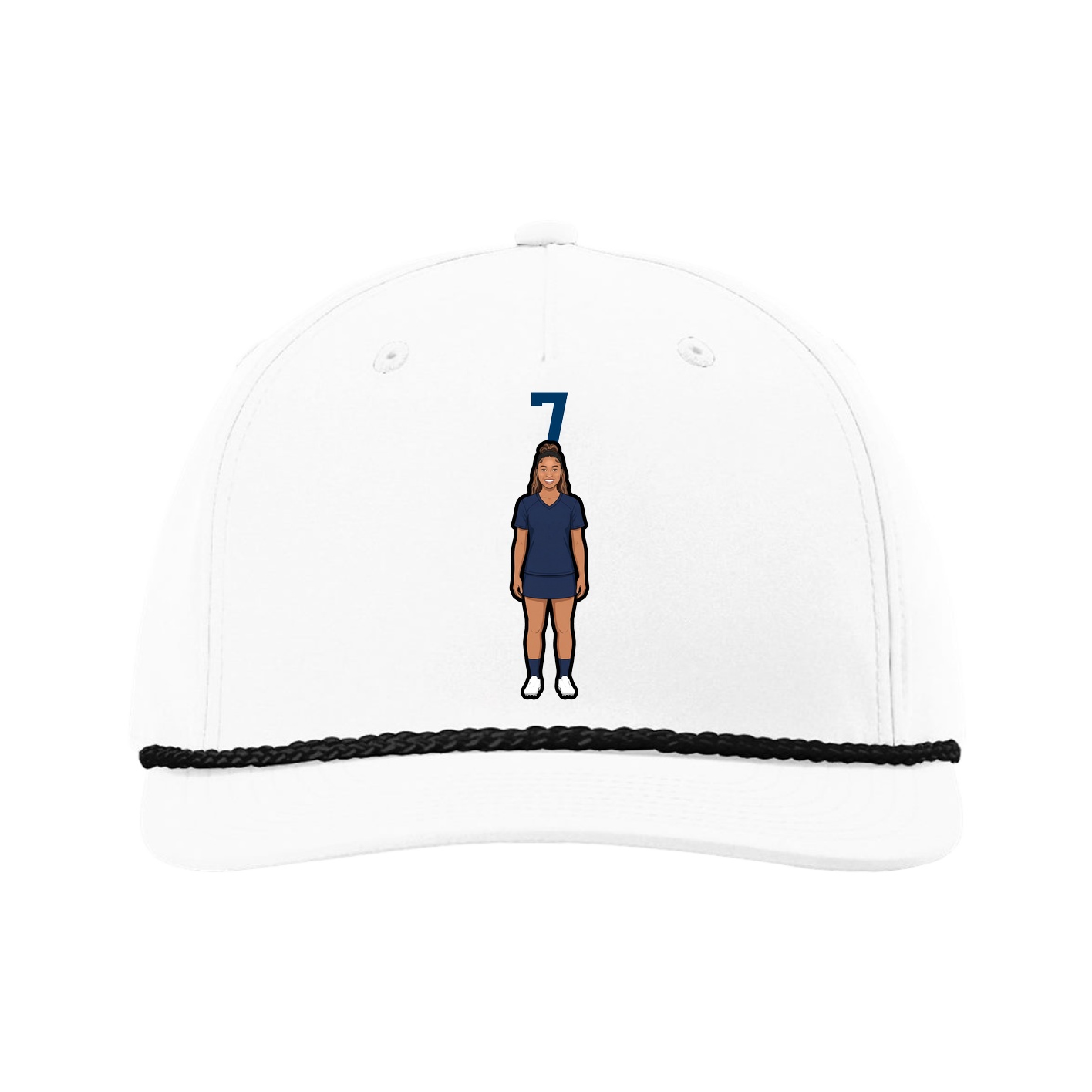 Five-Panel Classic Rope Cap — Number Top in White
