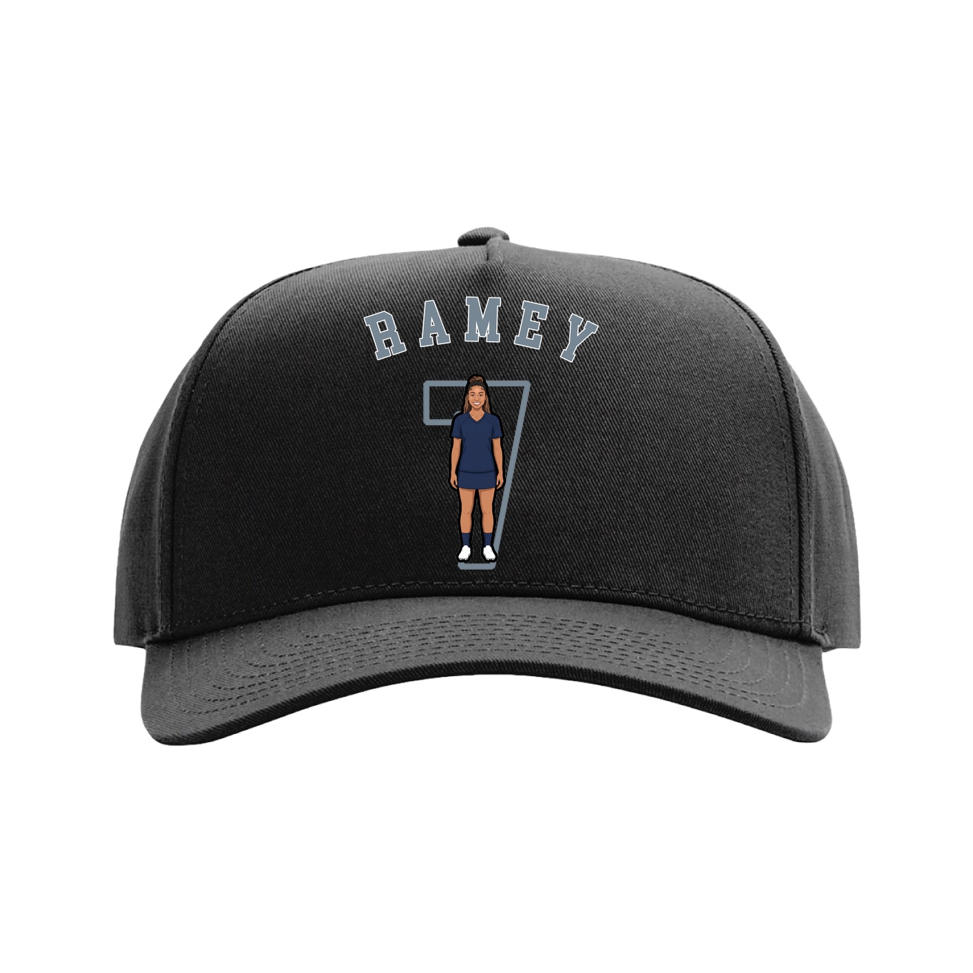 Full Fabric Five-Panel Champ Cap — Shirsey Arch in Black