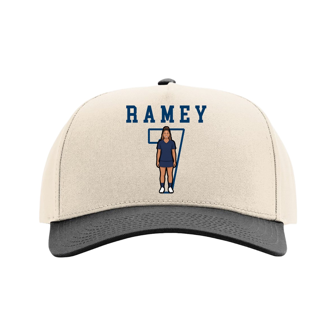 Full Fabric Five-Panel Champ Cap — Shirsey in Cream/Black