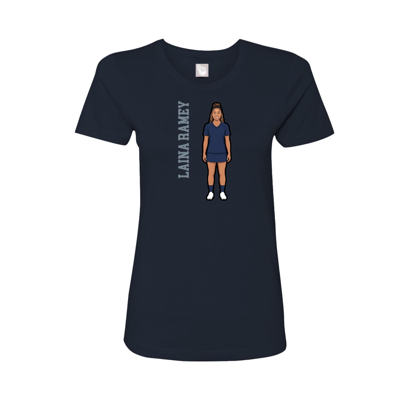 Womens Tee — Name Vertical in Navy