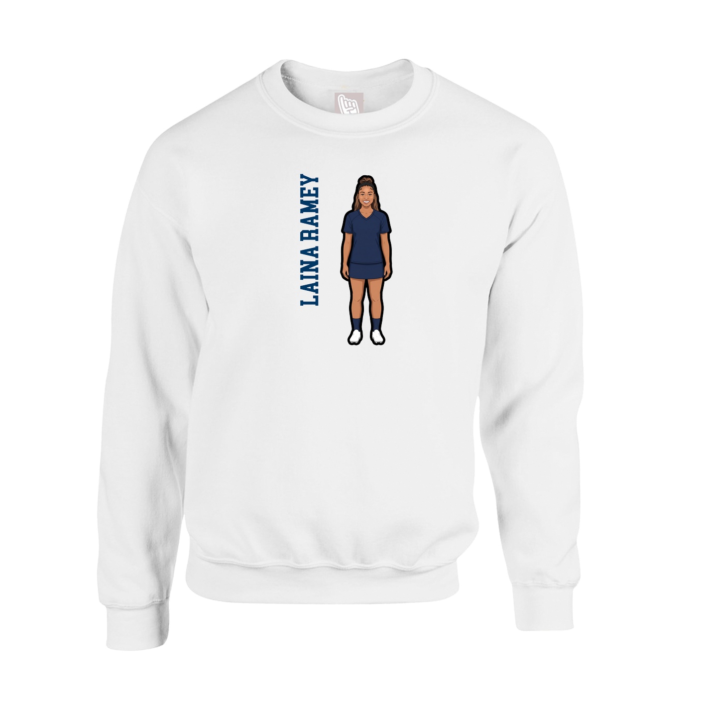 Fleece Crew — Name Vertical in White