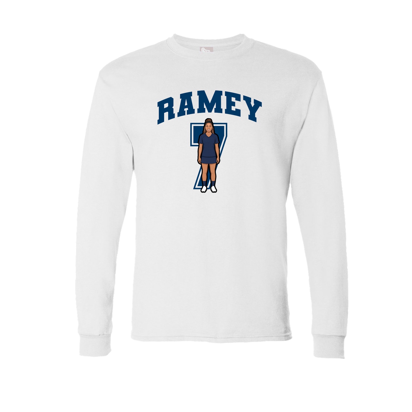 Long Sleeve Tee — Number in White