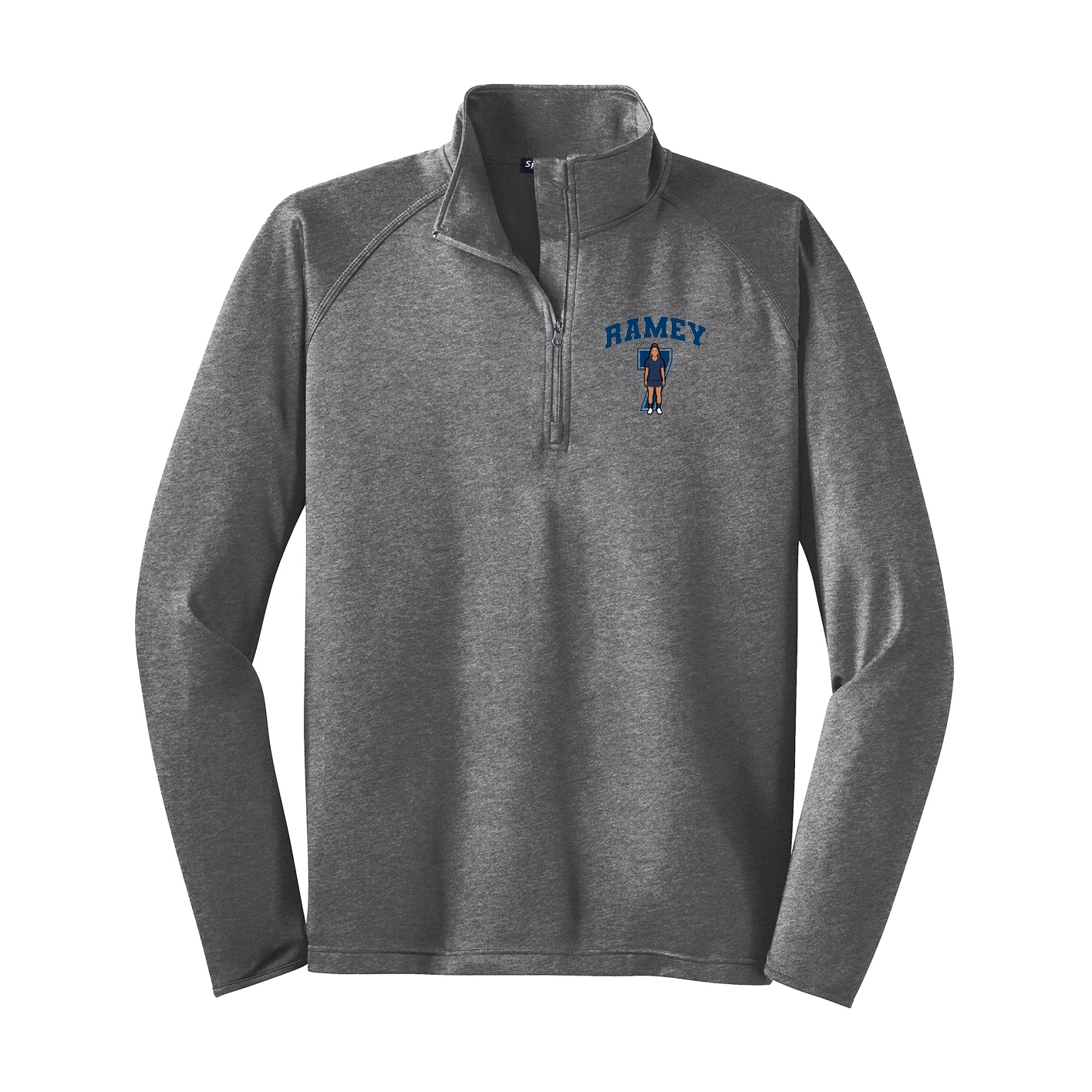 Q-Zip Pullover — Number in Grey