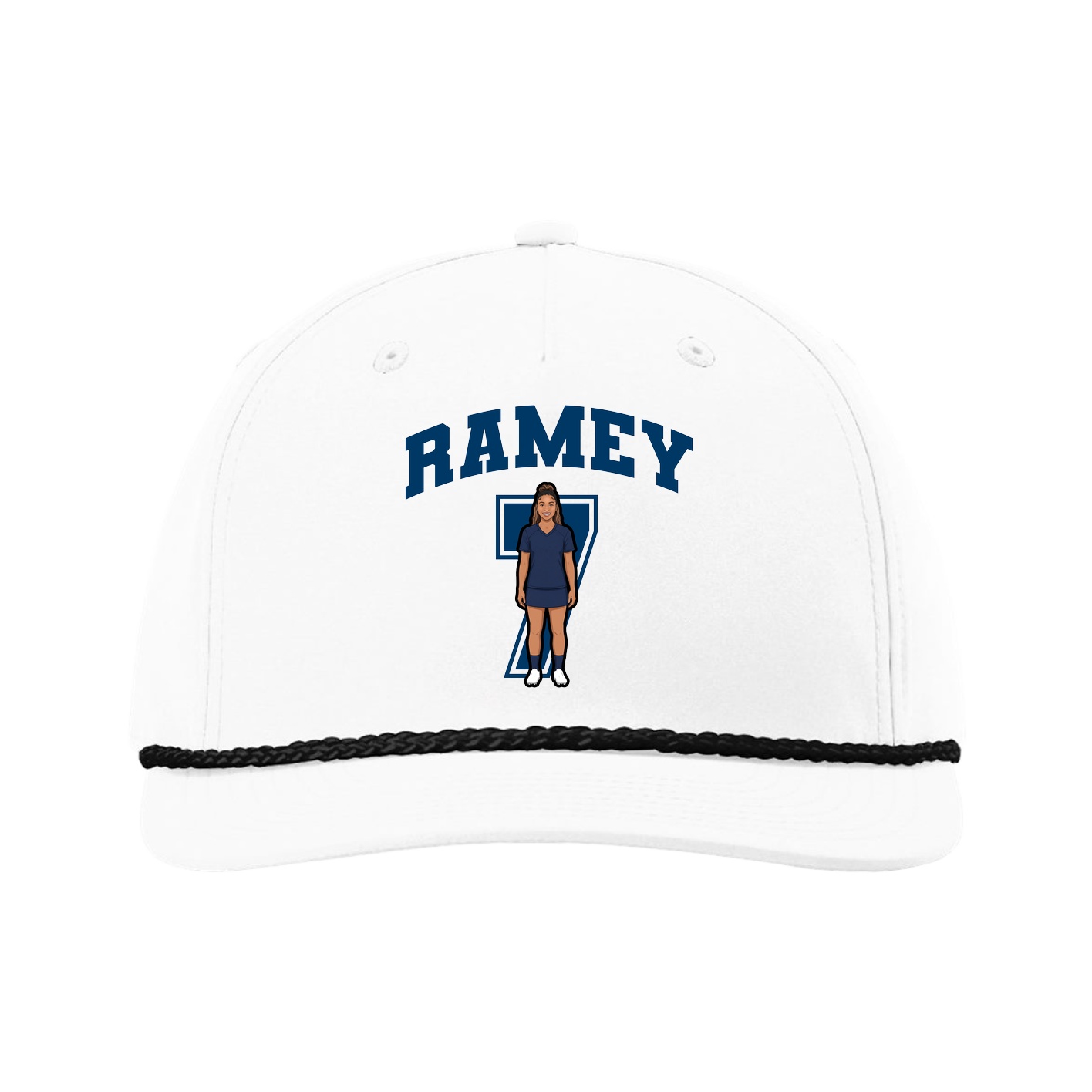 Five-Panel Classic Rope Cap — Number in White