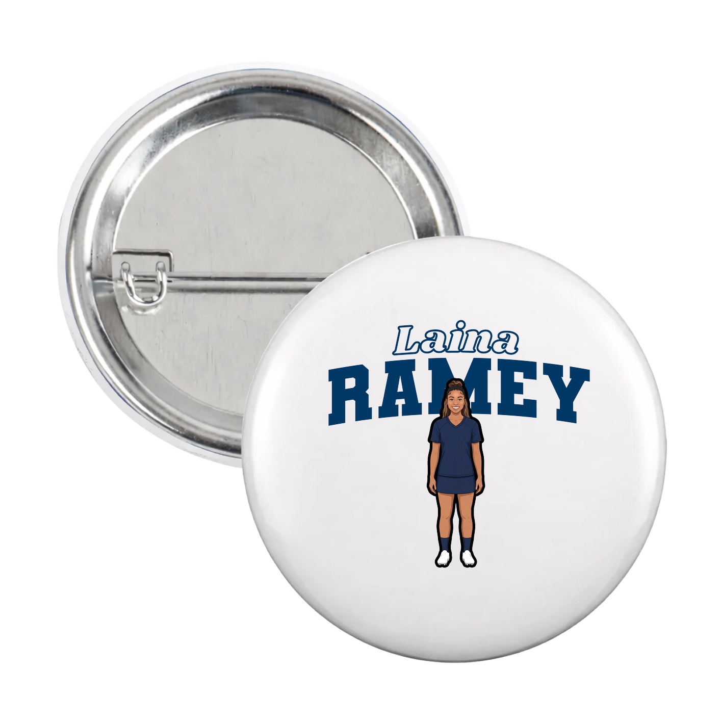 Game Day Button — Name Arch in White