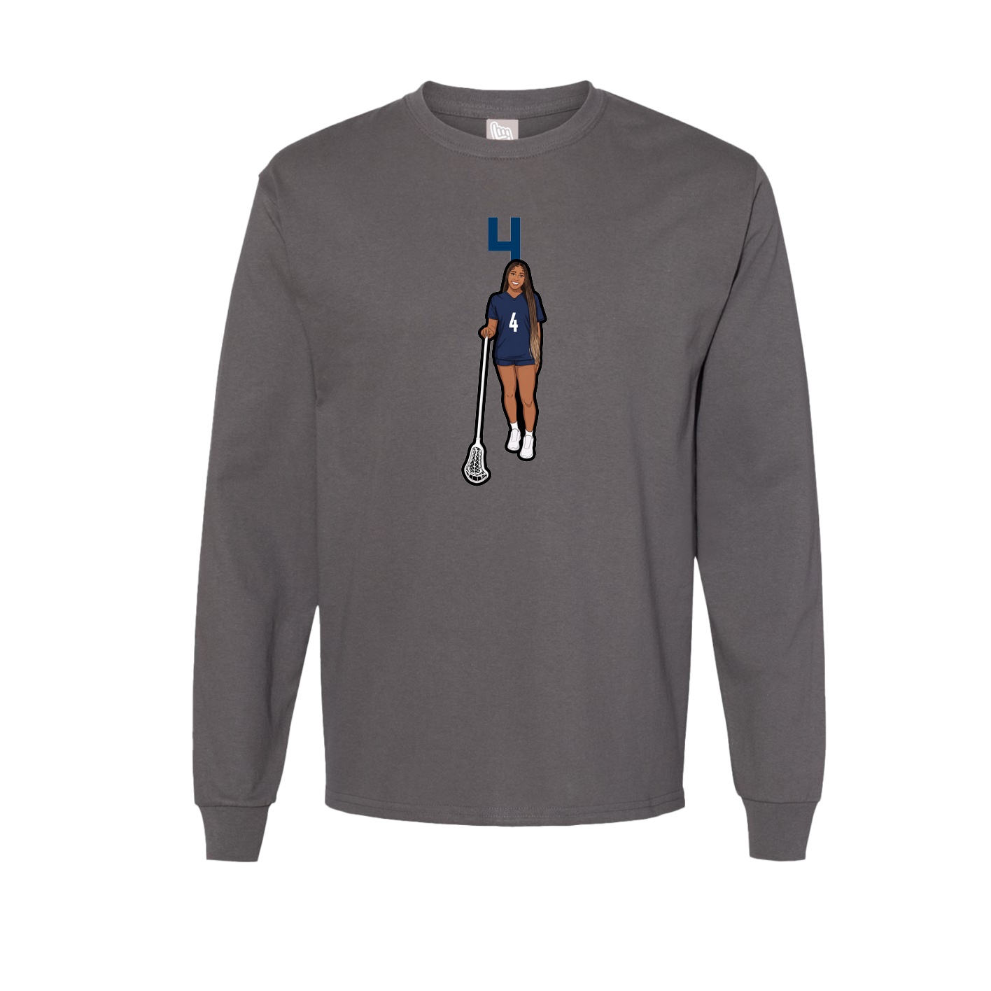 Long Sleeve Tee — Number Top in Grey