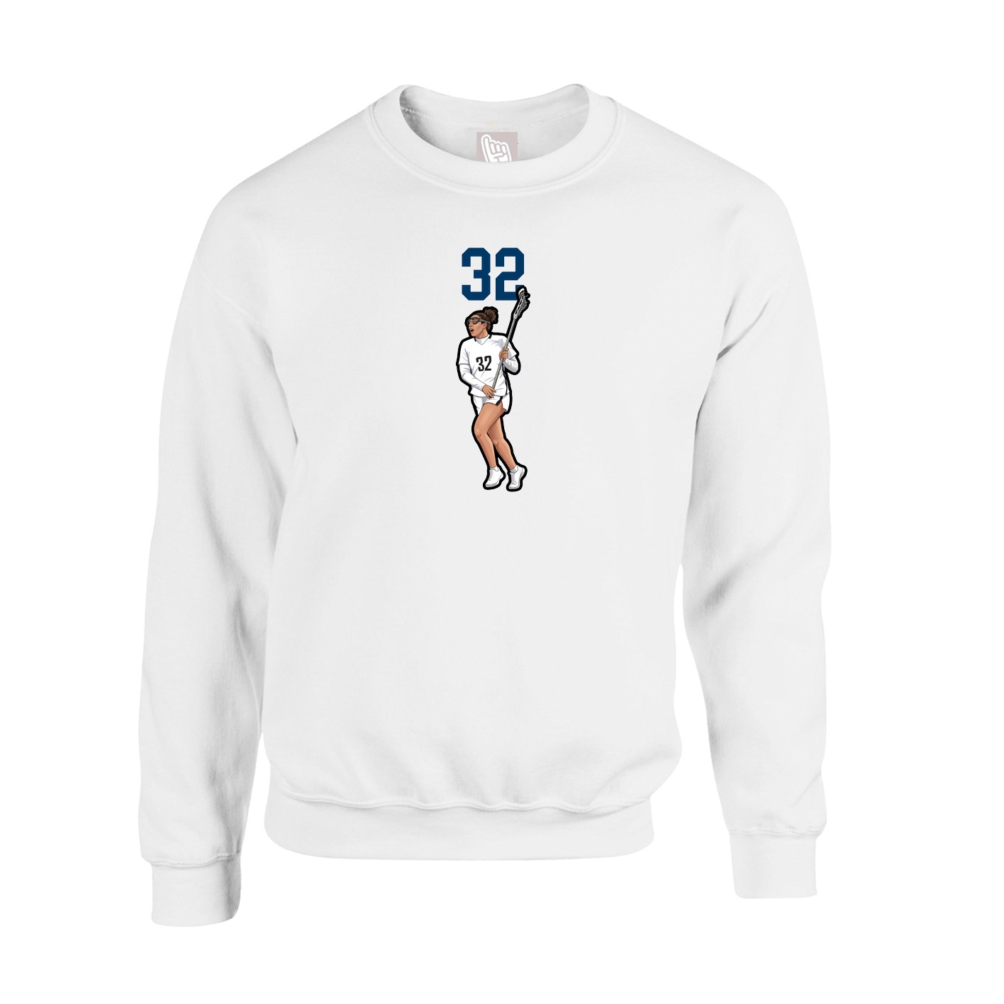 Fleece Crew — Number Top in White